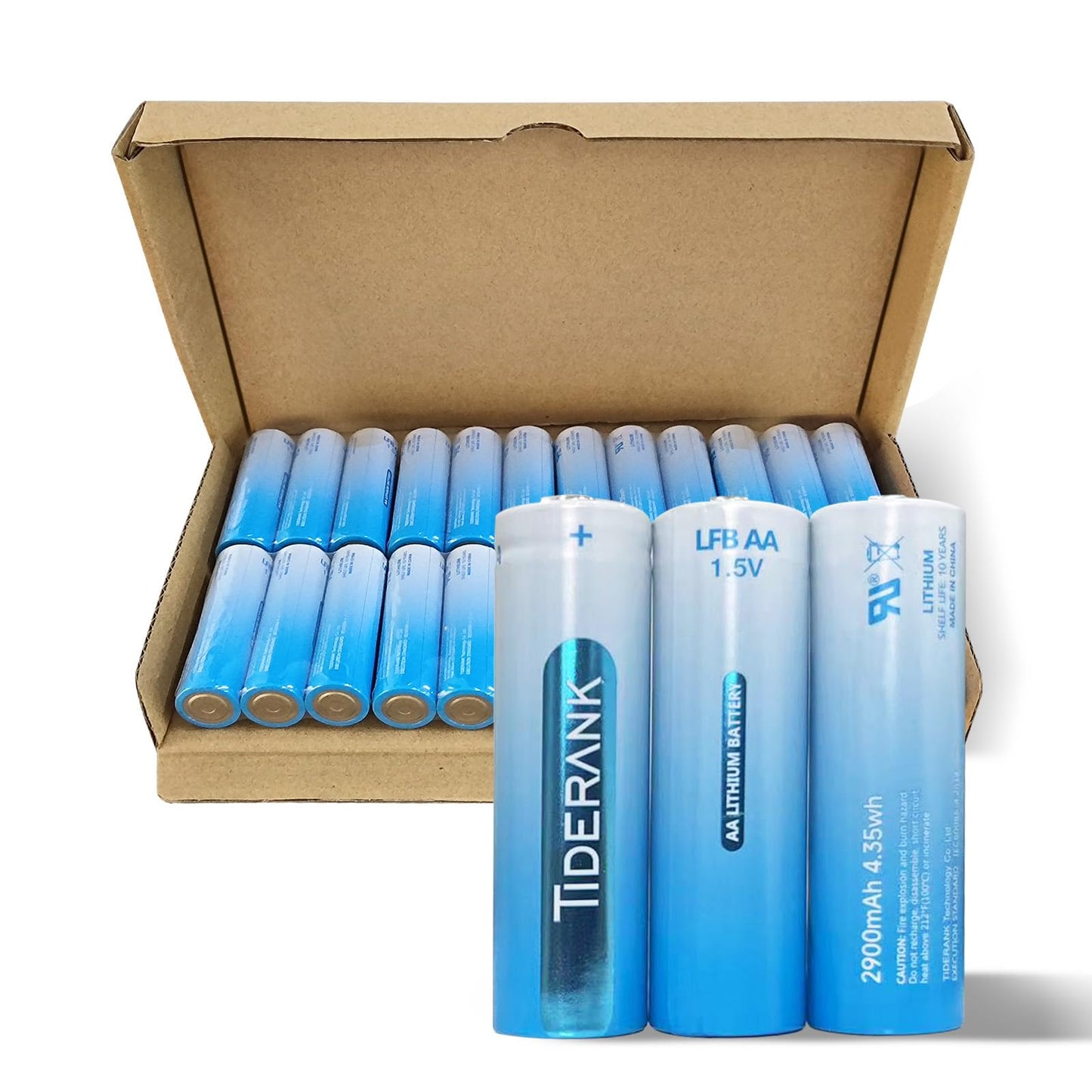 AA Lithium Battery 24 Pack, Long Lasting 2900mAh 1.5V AA Battery, No Leaks Guaranteed, Works in Extreme Temperatures, Non Rechargeable (Blueness)