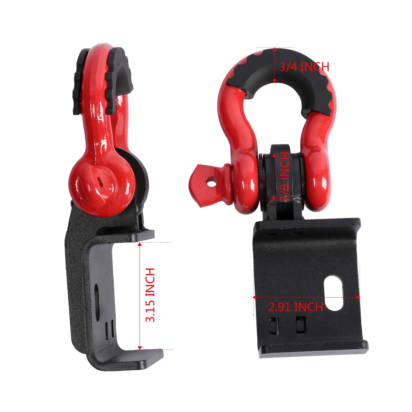 Front Tow Hook Demon, Compatible with 2009-2023 Toyota Tacoma, with 3/4" D Ring Shackle (2 Pack), with 7/8" Screw Pin and Shackle Isolator & Washers, Front Tow Hook Bracket, Front Tow Shackle