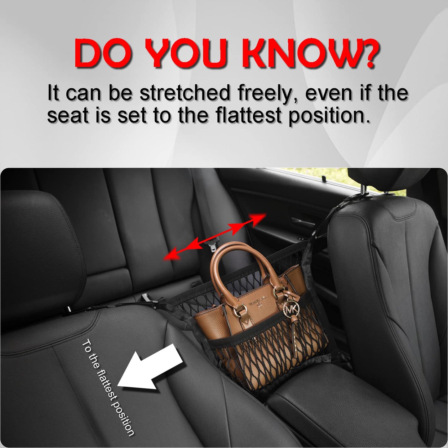 AMEIQ Car Accessories, Organizer Storage Between Front Seats, Purse Handbag Holder of 3 Layers Mesh Net Pocket Bag, Backseat Dog Pet Barrier
