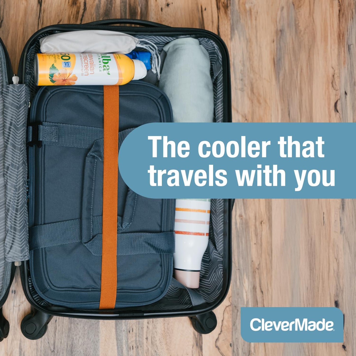 CleverMade Pacifica Collapsible Insulated Cooler – 30 Can / 21 Qt Leakproof Soft Cooler for Beach, Travel, Car – Shoulder Strap, Bottle Opener – Ocean