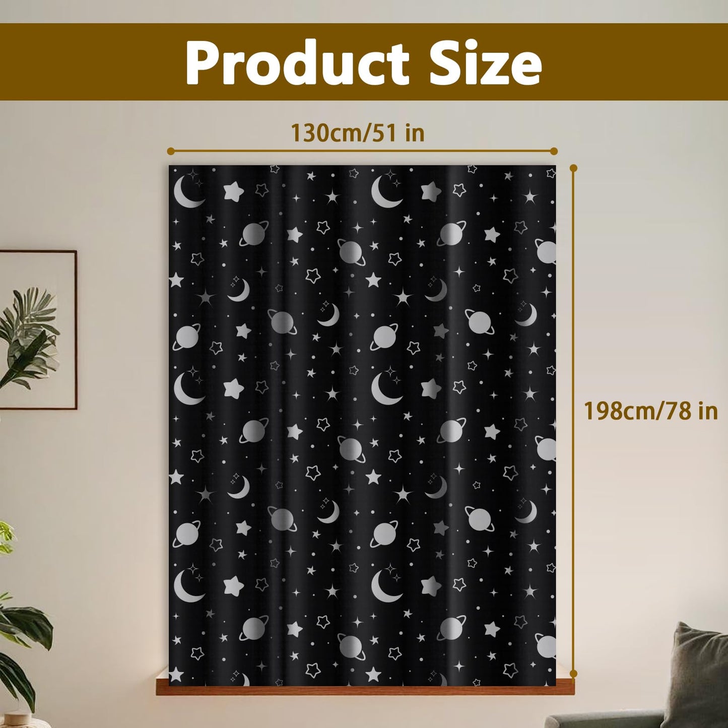 Yelmzir Portable Blackout Blind with Suction Cups, Adjustable Window Black Out Curtains No Drill, Temporary Blackout Window Covering for Bedroom, Travel, RV, 78" x 51"