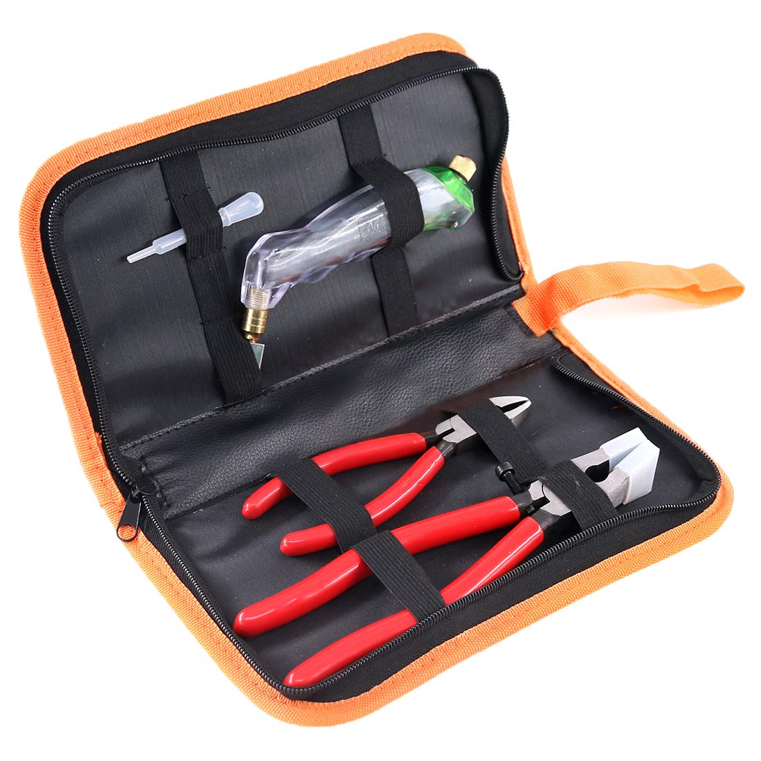 Swpeet Heavy Duty Glass Running Pliers, Breaker Grozer Pliers and Grip Oil Feed Glass Cutter Kit, Professional Stained Glass Cutting Tool with Extra Rubber Tips Perfect for Stained Work