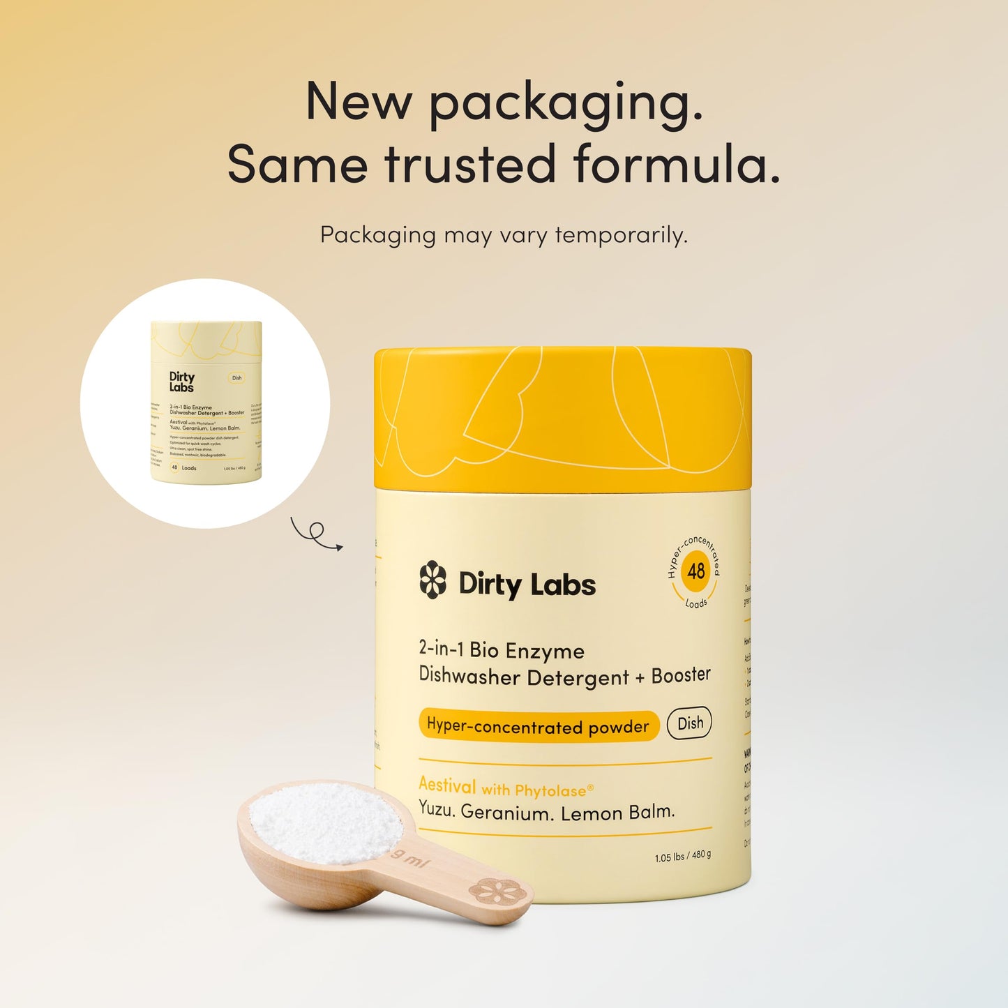Dirty Labs | Dishwasher Detergent and Booster | Aestival Scent | 48 Loads (1 lb) | Ultra Clean, Spot Free, Quick Wash Optimized | Hyper Concentrated