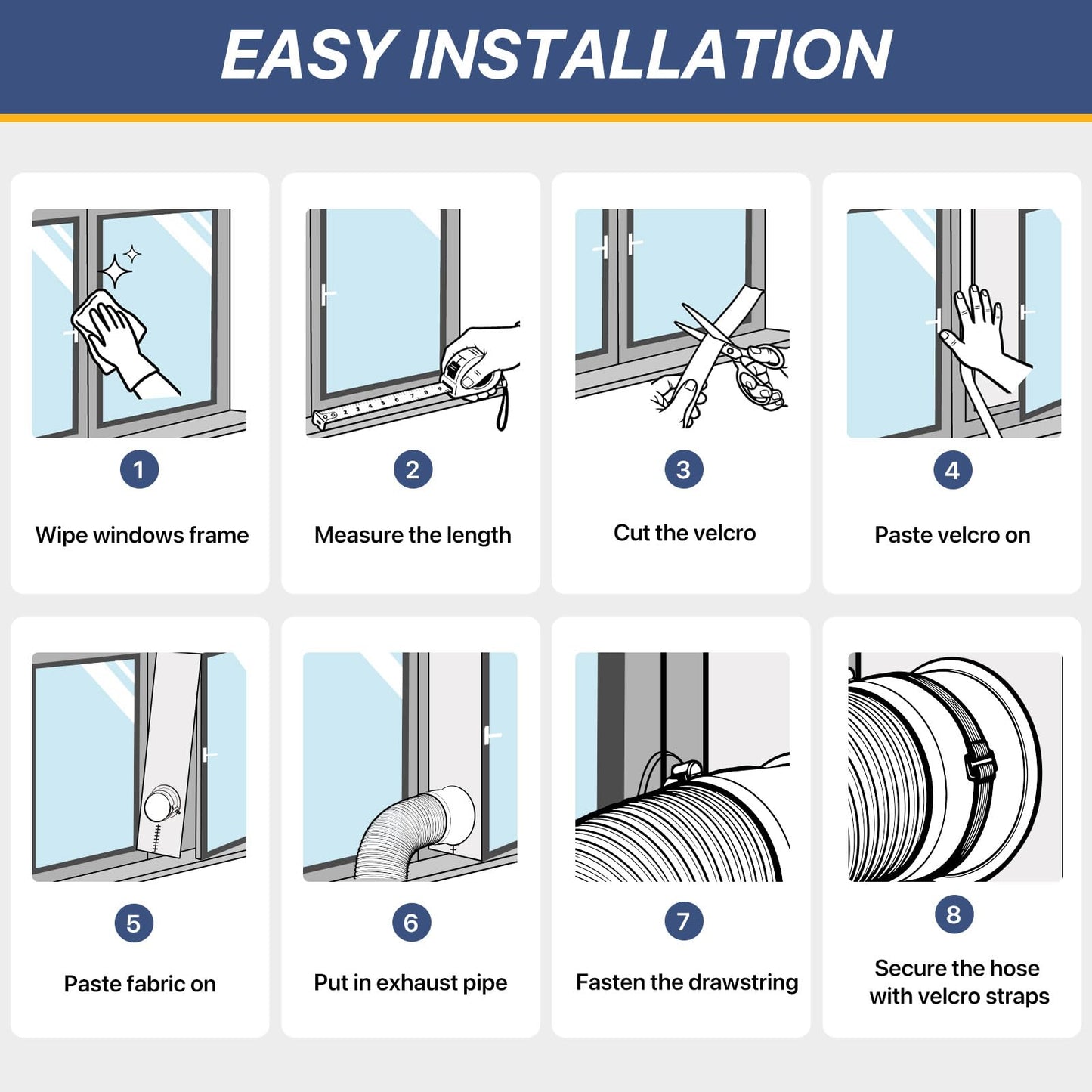LOVIGA 400CM(157") Portable AC Window Seal, 100% Airtight Casement Window Vent Kit Seal Kit for Portable Air Conditioner & Ventilation System, Easy to Install, No Drilling