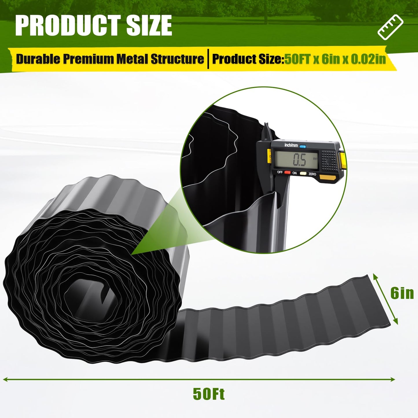 Hedday Garden Edging Border, 6"×50' Landscape Paver Edging, Tall Landscape Edging, Fence for Garden, Flower Bed, Lawn and Landscape Edging (Black)