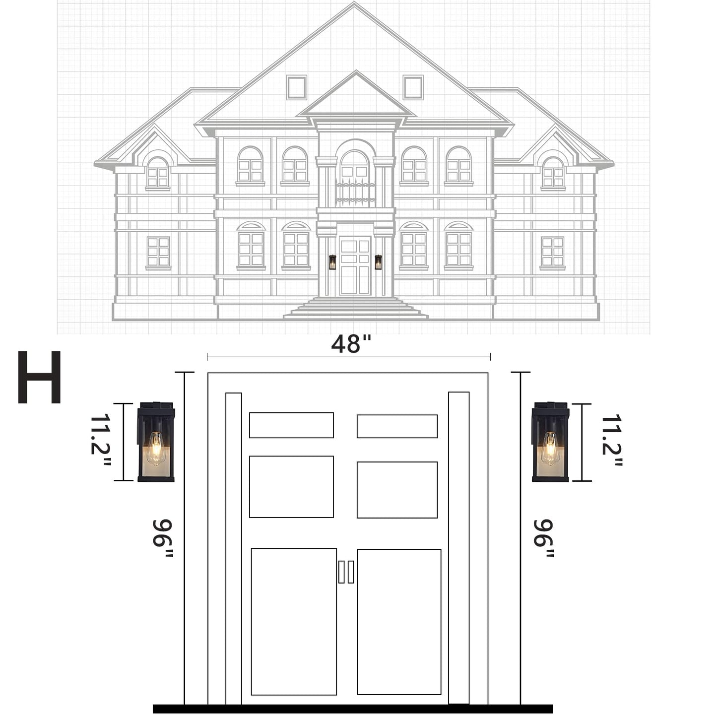 Black Outside Lights for House 11" H Outdoor Wall Sconce Waterproof Exterior Light Fixtures for Garage, Doorway, Porch, Patio