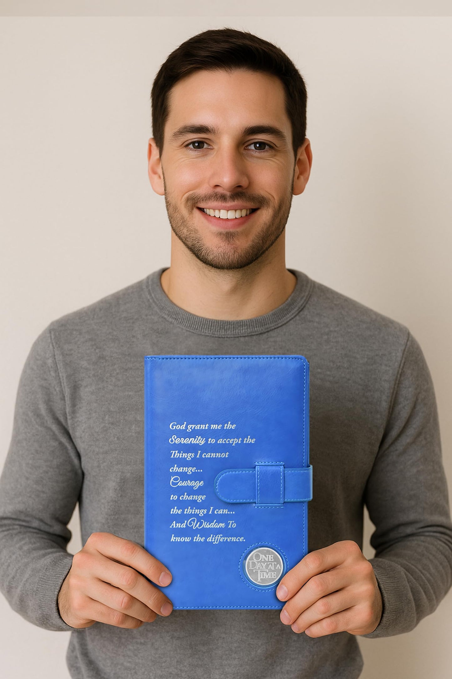 Double AA Big Book Cover & 12 Steps & 12 Traditions | by Galileo | AA Gift | Alcoholics Anonymous (Prayer/Coin Pocket/Sky Blue)
