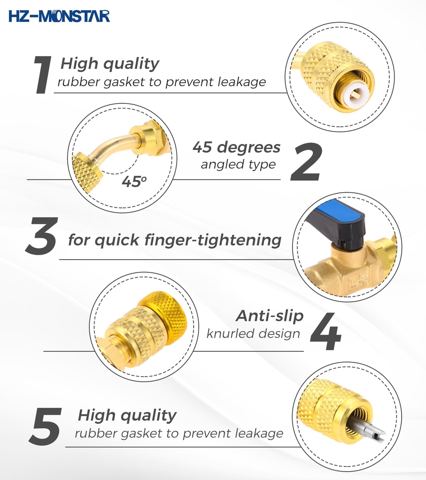 R410A R22 Valve Core Remover Installer Tool kit with Dual Size 1/4" & 5/16" Port, R410A R134A HVAC Angled Shut-Off Ball Valve Adapter 1/4" SAE for A/C R12 R22 R502 Charging Hose AC Refrigerant Tool