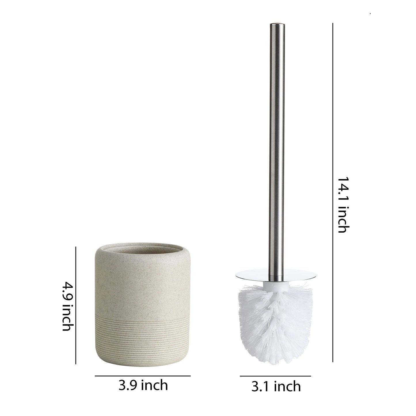 Bathroom Accessory Toilet Brush and Holder (Beige)