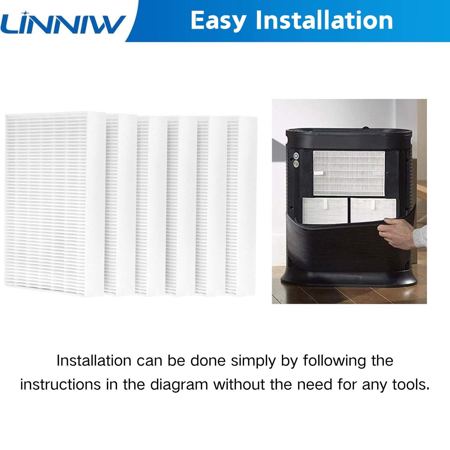 6 Pack HPA300 HEPA Replacement Filter R Compatible with Honeywell HPA300 Air Purifiers, Fits HPA300 HPA090, HPA200, HPA100 Series and HPA5300 Models HEPA Filter R, HRF-R1 HRF-R2 & HRF-R3