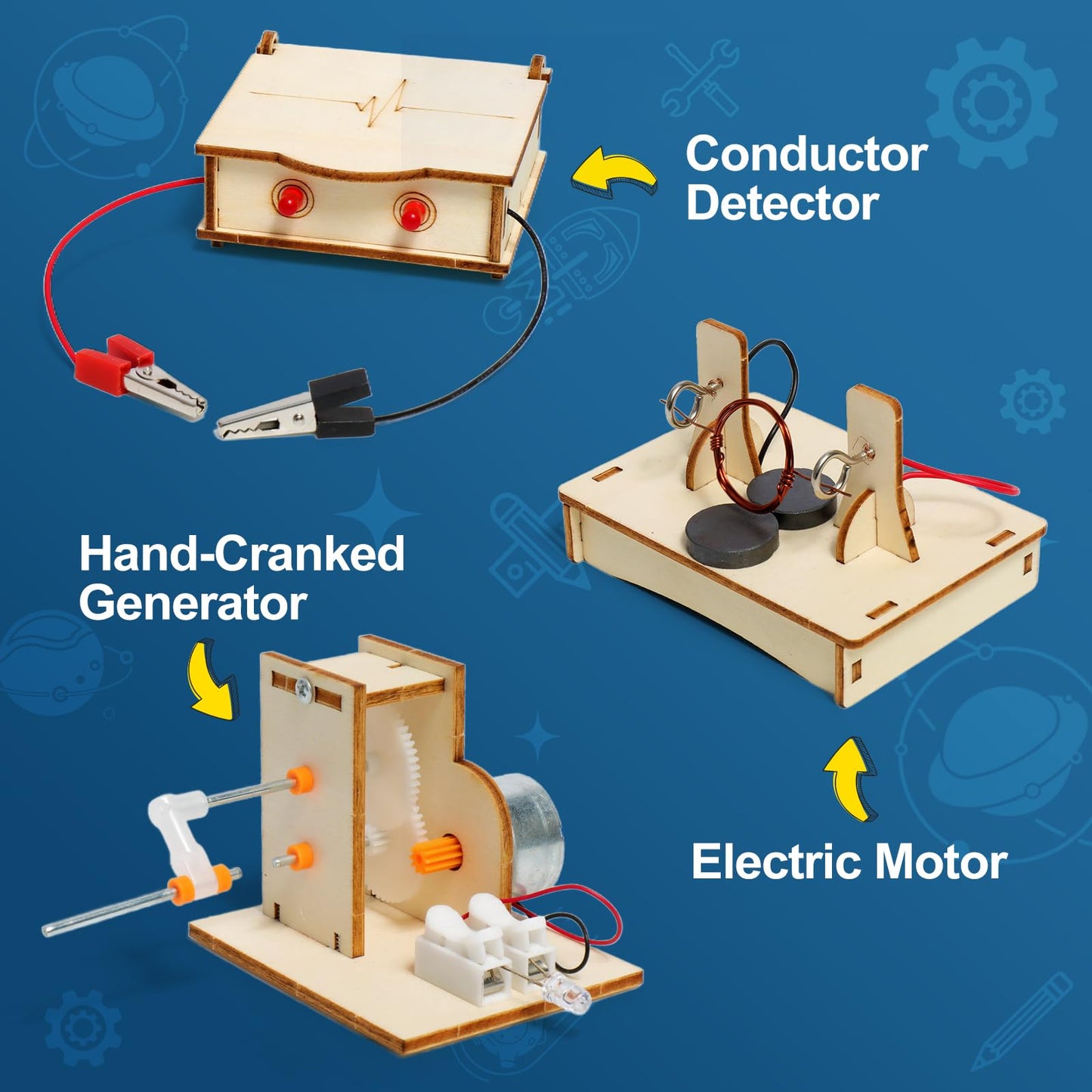6 in 1 STEM Science Kits for Kids, Wood Building Crafts Kits, Science Projects for Kids 8-12, STEM Toys for Boys Girls Age 8-12 8 10 12 13 14 Gift Idea.