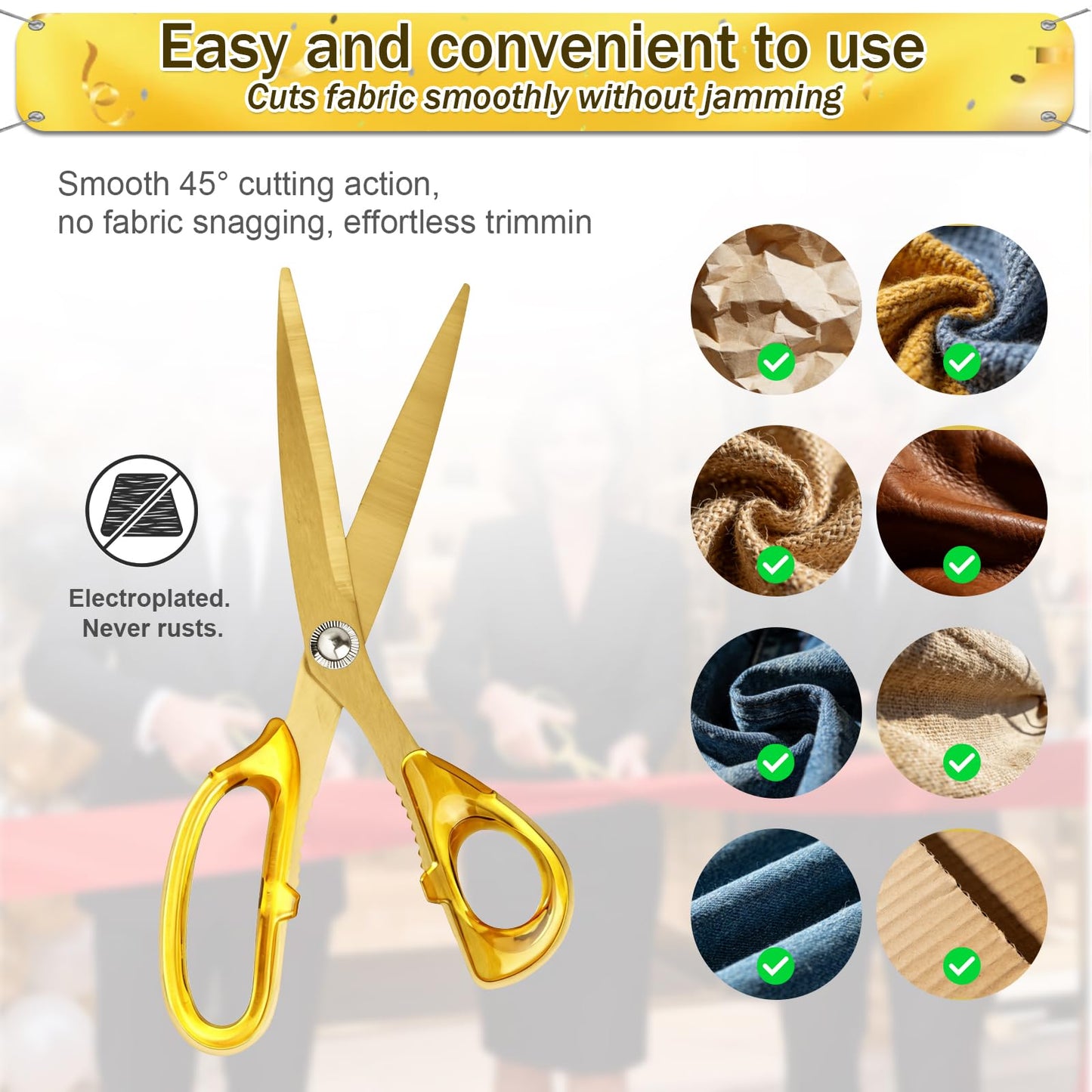 Ribbon Cutting Ceremony Kit with Large Gold Scissors, 157" Red Ribbon, 12" Decorative Bow, and White Gloves for Grand Openings and Business Events (10.2")