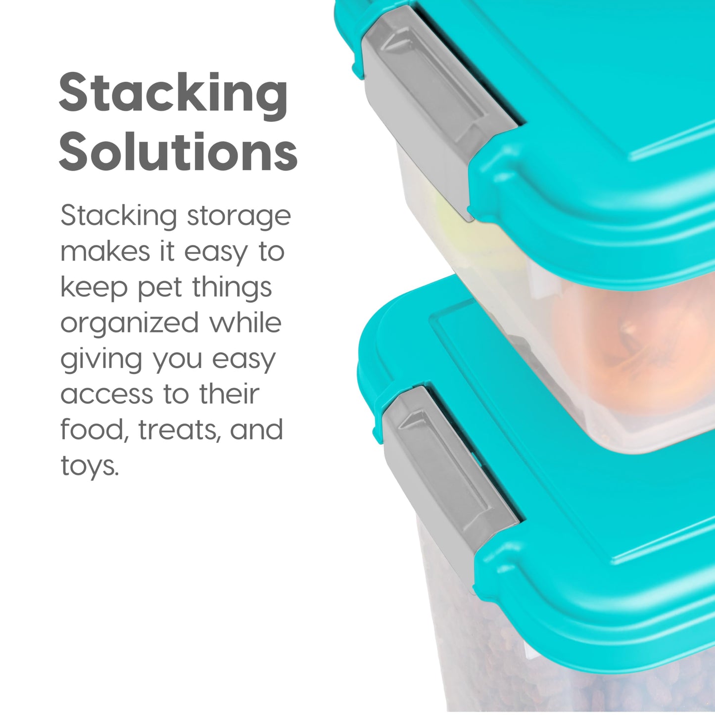 IRIS USA Airtight Dog Food Storage Container Combo, 30 lb + 11 lb Stackable Pet Food Bins with Wheels, Cat Food & Dog Treat Storage, BPA Free, Includes 2-Cup/450 g Scoop, Seafoam Blue