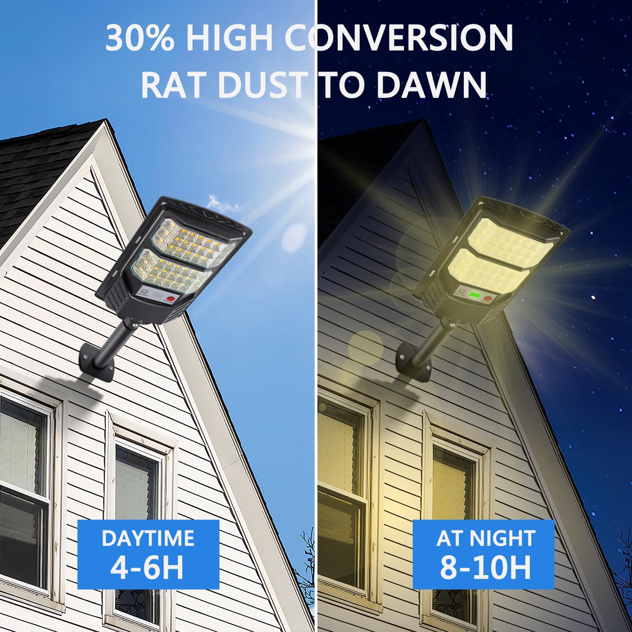 Solar Street Lights Outdoor, 3000K Solar Parking Warm Light, LED Dusk to Dawn Flood Waterproof Powered Yellow Lighting with Motion Senso Security Lights for Garden Yard Pathway