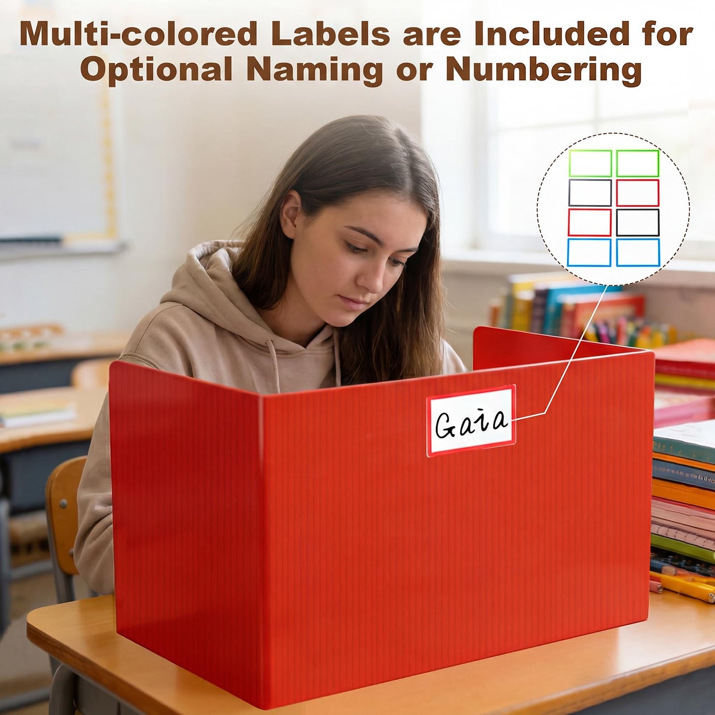 BBTEQEKN 24 Pack Student Desk Dividers, Durable and Waterproof Plastic Study Carrel Divider, Testing Dividers for Classroom, Easy-to-Clean Plastic Privacy Shield Boards for Student Desks