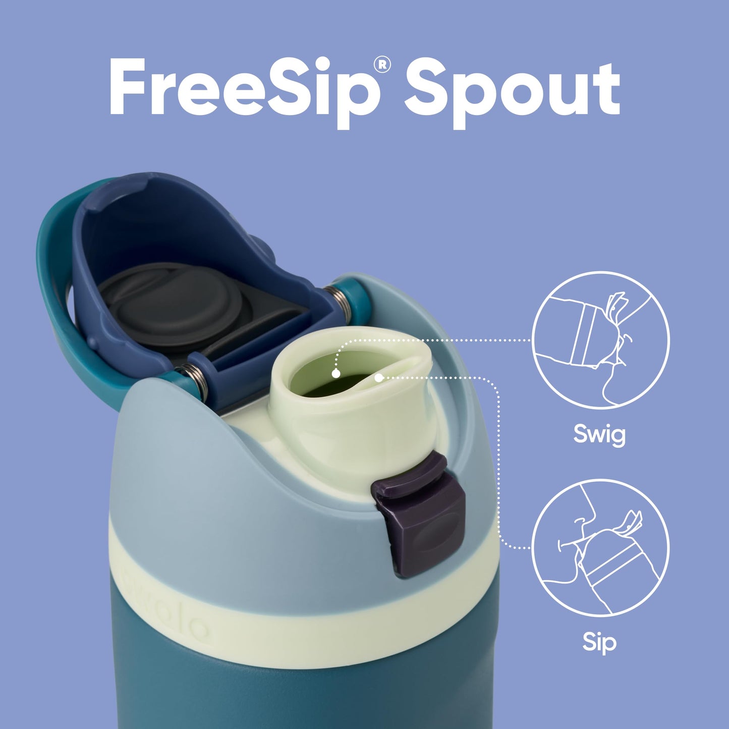 Owala FreeSip Insulated Stainless Steel Water Bottle with Straw for Sports and Travel, BPA-Free, 24-oz, Blue/Teal (Denim)