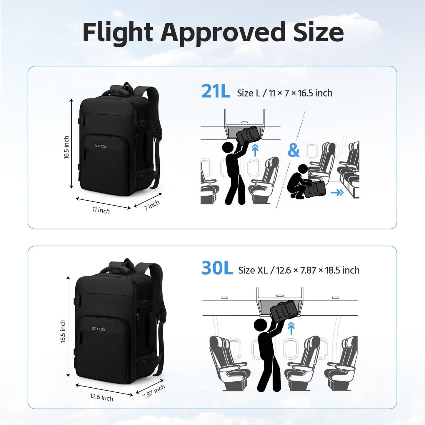 RealCool Travel Backpack for Women Men - Gift for Travelers, Students & Professionals, 17.3 Inch Laptop Carry On Backpack, TSA Flight Approved, College School Business Weekender Daypack
