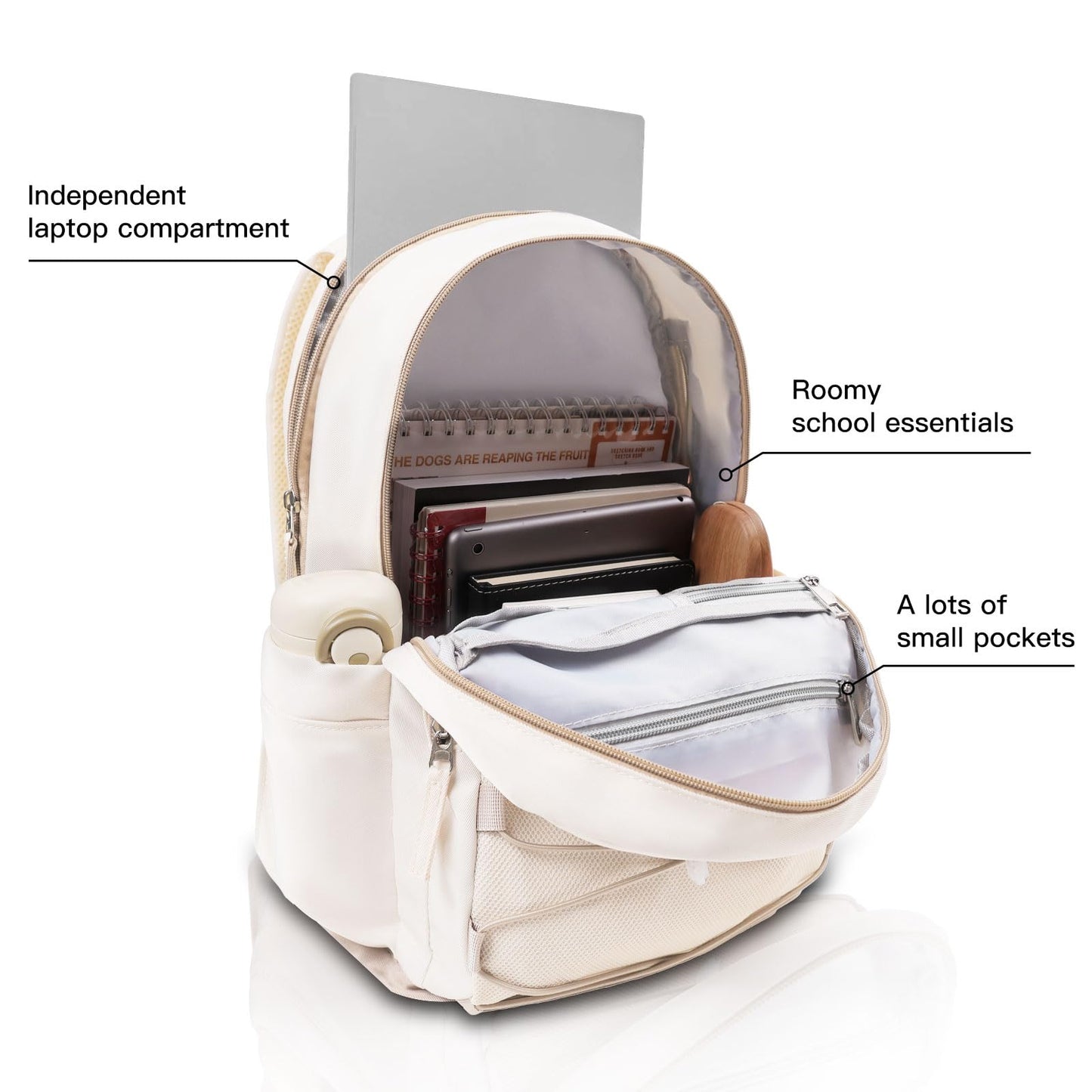 Backpack for Teens,Casual Laptop Backpack for Teenage Middle School High School, College Student Girls Boys，Khaki Beige