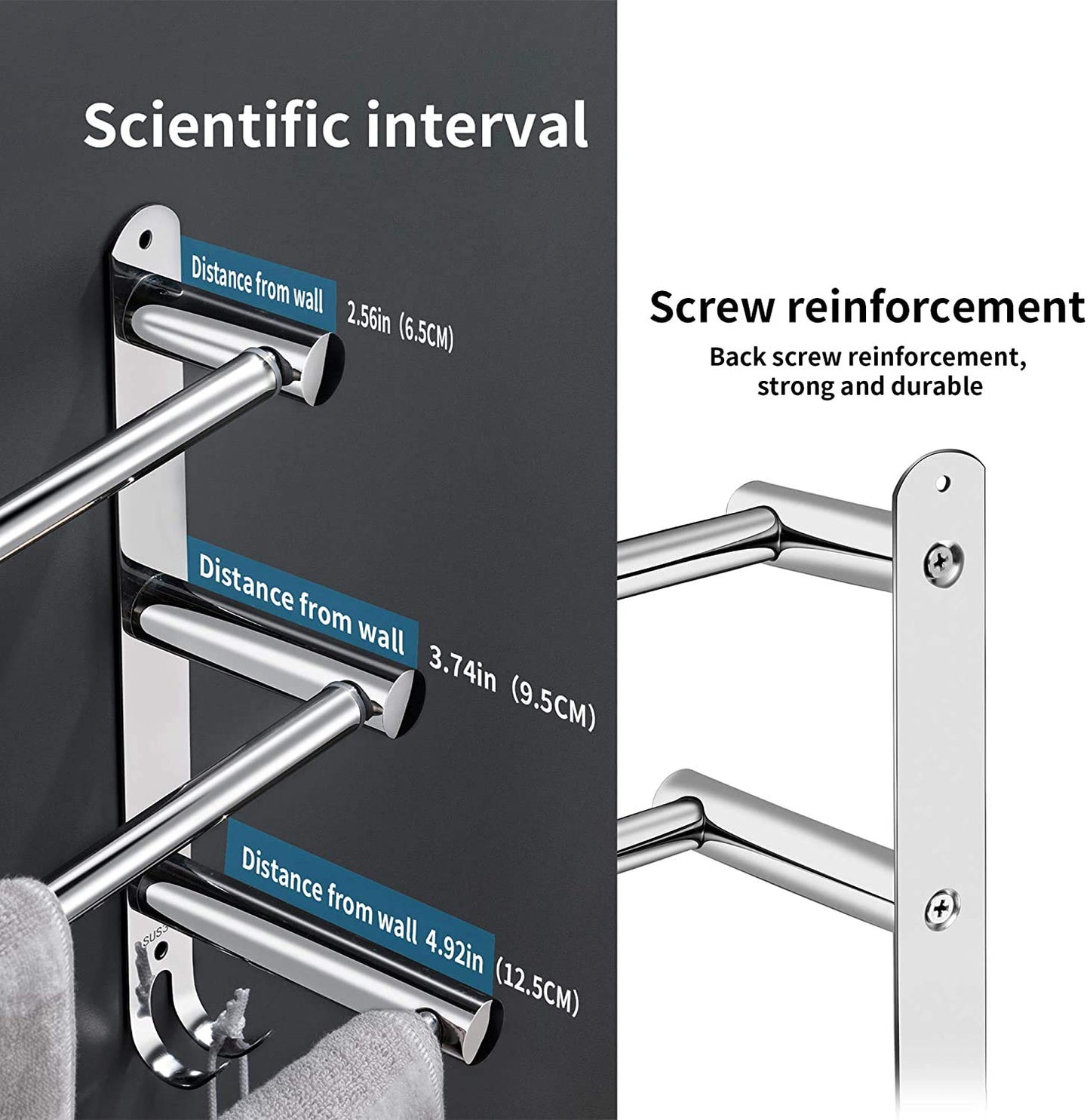 Towel Bars Towel Hanger Freely Retractable 20-30 Inch Stainless Steel Bath Towel Rack Strong Adhesive Bathroom Wall-mounting Free mounting Hole-Installing washroom Kitchen Space Saving 3 Bars