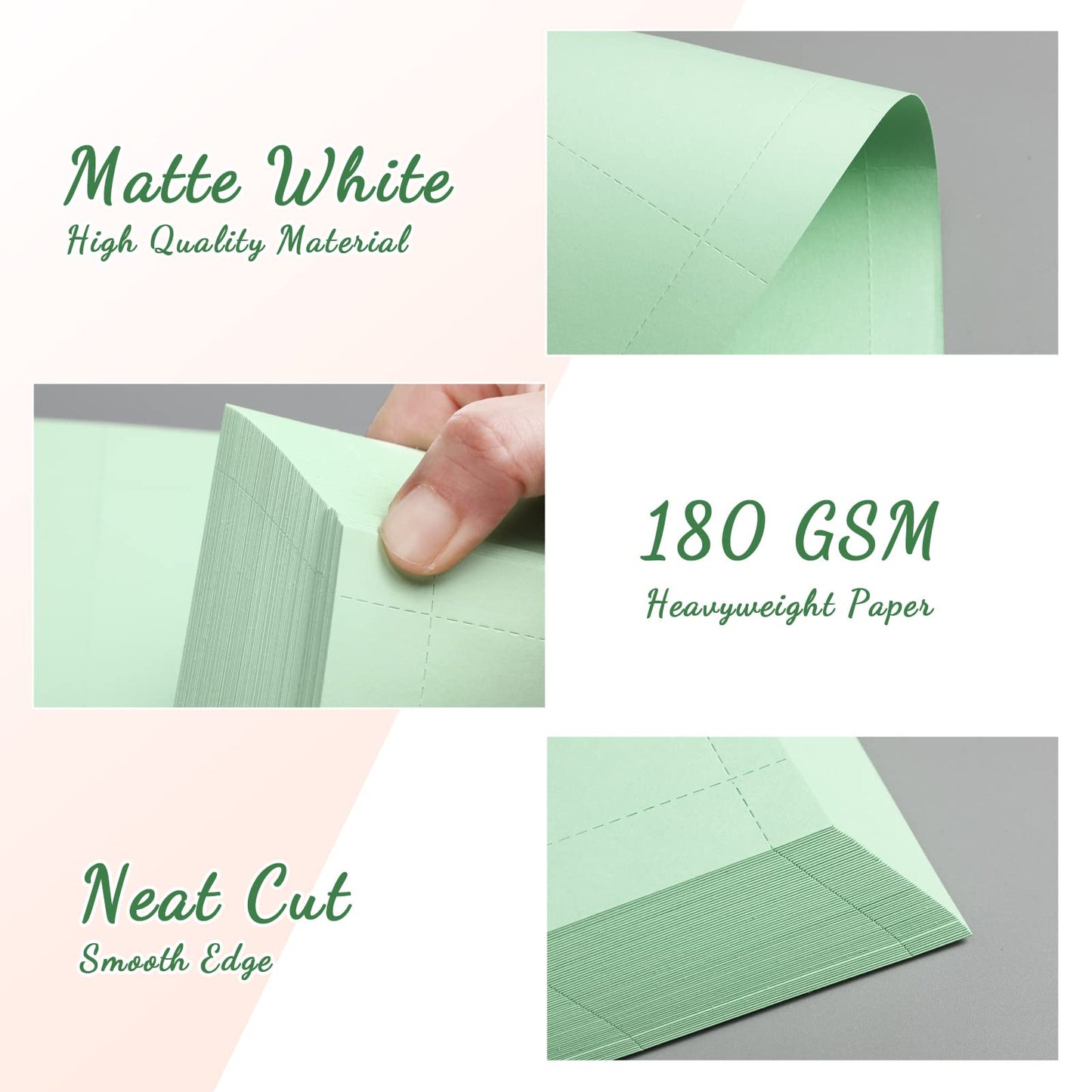 Fainne 2000 Pieces Blank Printable Business Cards Mini Note Index Perforated Card Stock Compatible with Laser and Inkjet Printer Double Sided Printing Paper 10 Cards/Sheet (Light Green)