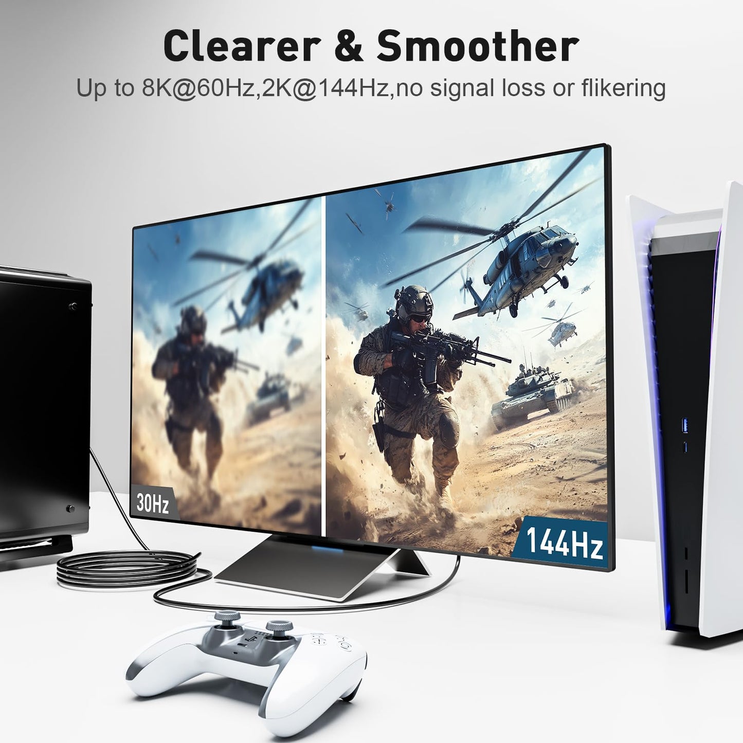 8K Fiber Optic HDMI Cable 50FT, 48Gbps HDMI 2.1 Cable Ultra High Speed 8K@60Hz,4K120Hz,HDCP 2.2&2.3, HDR10 Compatible with Fire Roku Apple HDTV,Monitor,Projecto PS5 Xbox etc.