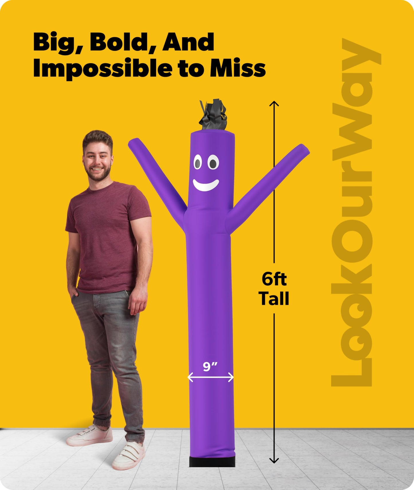 LookOurWay Air Dancers Wacky Waving Inflatable Tube Man Attachment - 7 Feet Tall Advertising Air Dancer Waving Man Inflatable Tube Guy - Blower Not Included - Purple