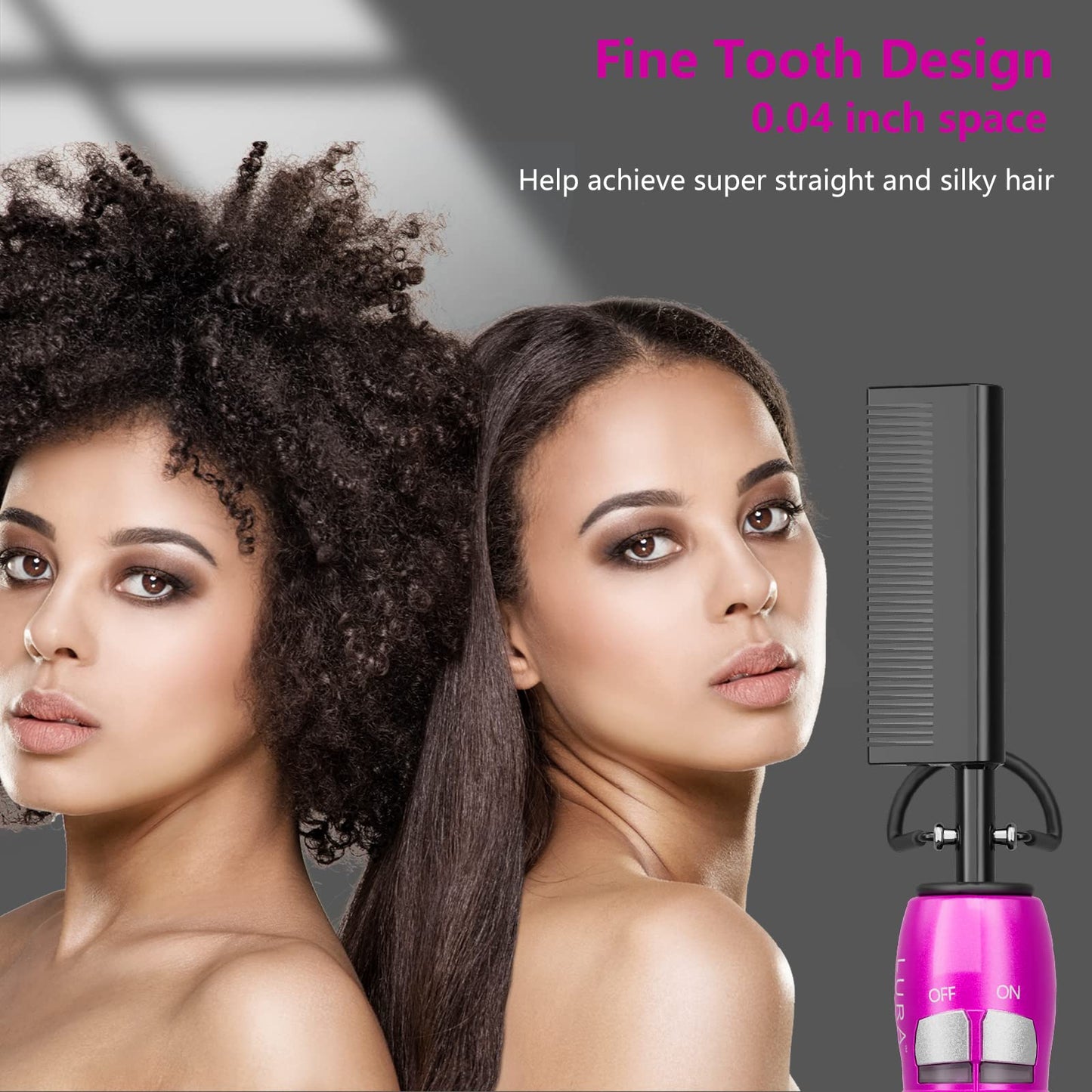 200-500°F Pink Hot Comb:Electric Hot Comb for Lace Front Wigs,Electric Pressing Combs for Black Hair,Electric Straightening Comb for African American Hair,Heat Comb for afro Hair.