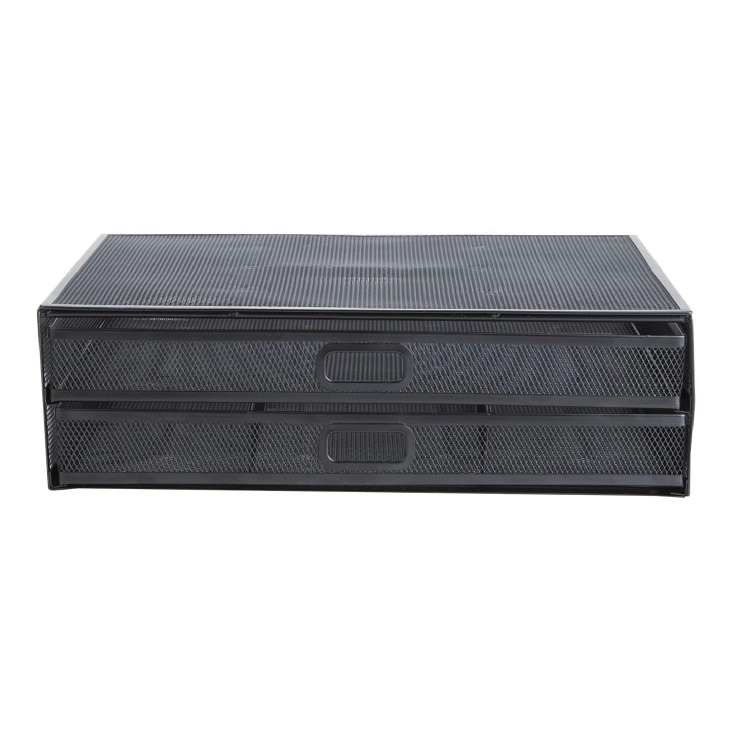 Mind Reader 2TDMESHY-BLK Metal Monitor Stand Riser with 2 Drawers, Desk Organizer, Holds PC, Laptop, Notebook, Printer and More, Black, 11.5 x 15.75 x 4.75