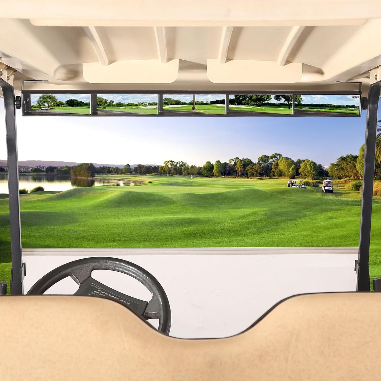 10L0L Universal Golf Cart 5 Panel Mirror for EZGO, Club Car, Wide Angle Rear View Mirror, Compatible with Car SUV Van & Truck