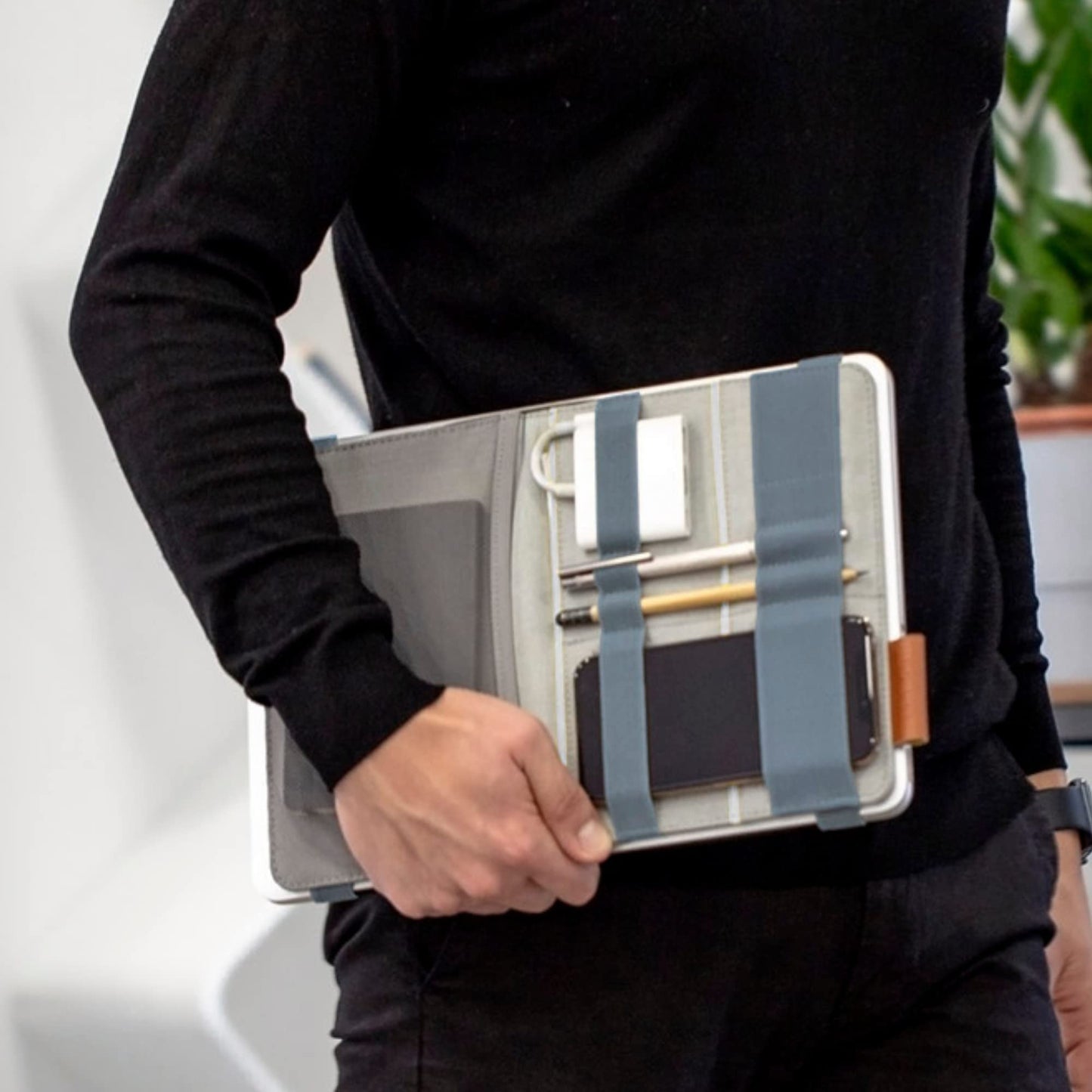 Beblau FOLD Portable Electronics Organizer attachable to your Devices | Desk Organizer Office, Home & School | Working from Home Essentials | Laptop accessories Backpack Insert | CHRISTMAS GIFTS