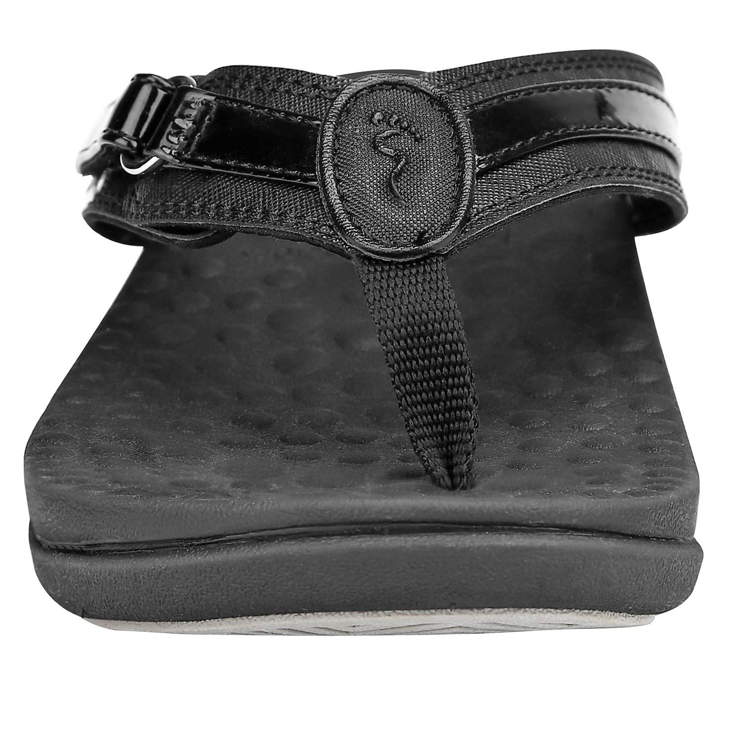 Footminders SEYMOUR Orthopedic Sandals for Women - Comfort Flip Flops With Arch Support - Relieve Foot Pain Due to Flat Feet and Plantar Fasciitis, Black, 6