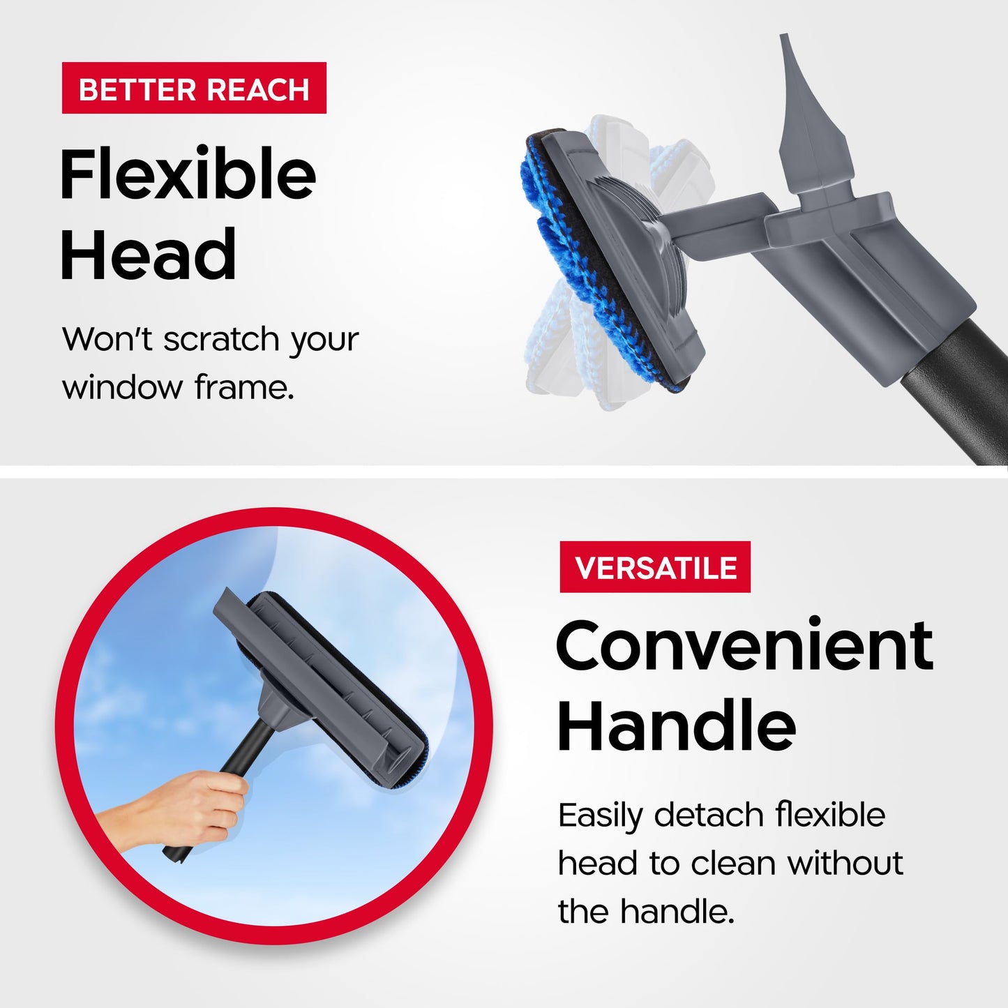 Tyroler 2-in-1 High Window Cleaning Tool | Window Squeegee Extendable with 30-205CM 5 Part Handle | Perfect Window Cleaning & Washing Kit (Gray)
