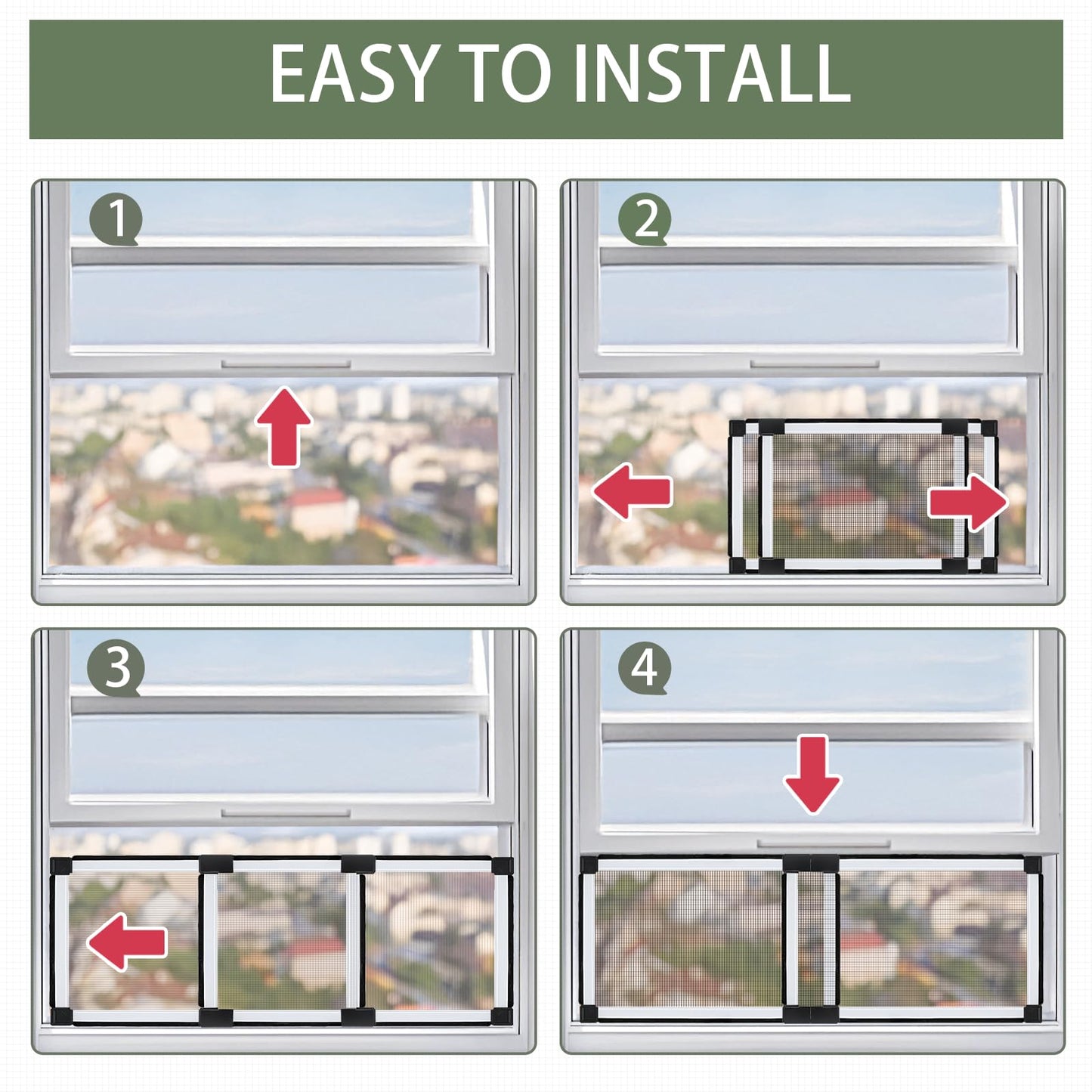 FLYZZZ Expandable Window Screens (10" H x 19" - 36" W), 2 Packs, Aluminum & Fibreglass, Universal Fit for Van, RV, Car, Truck, Boat