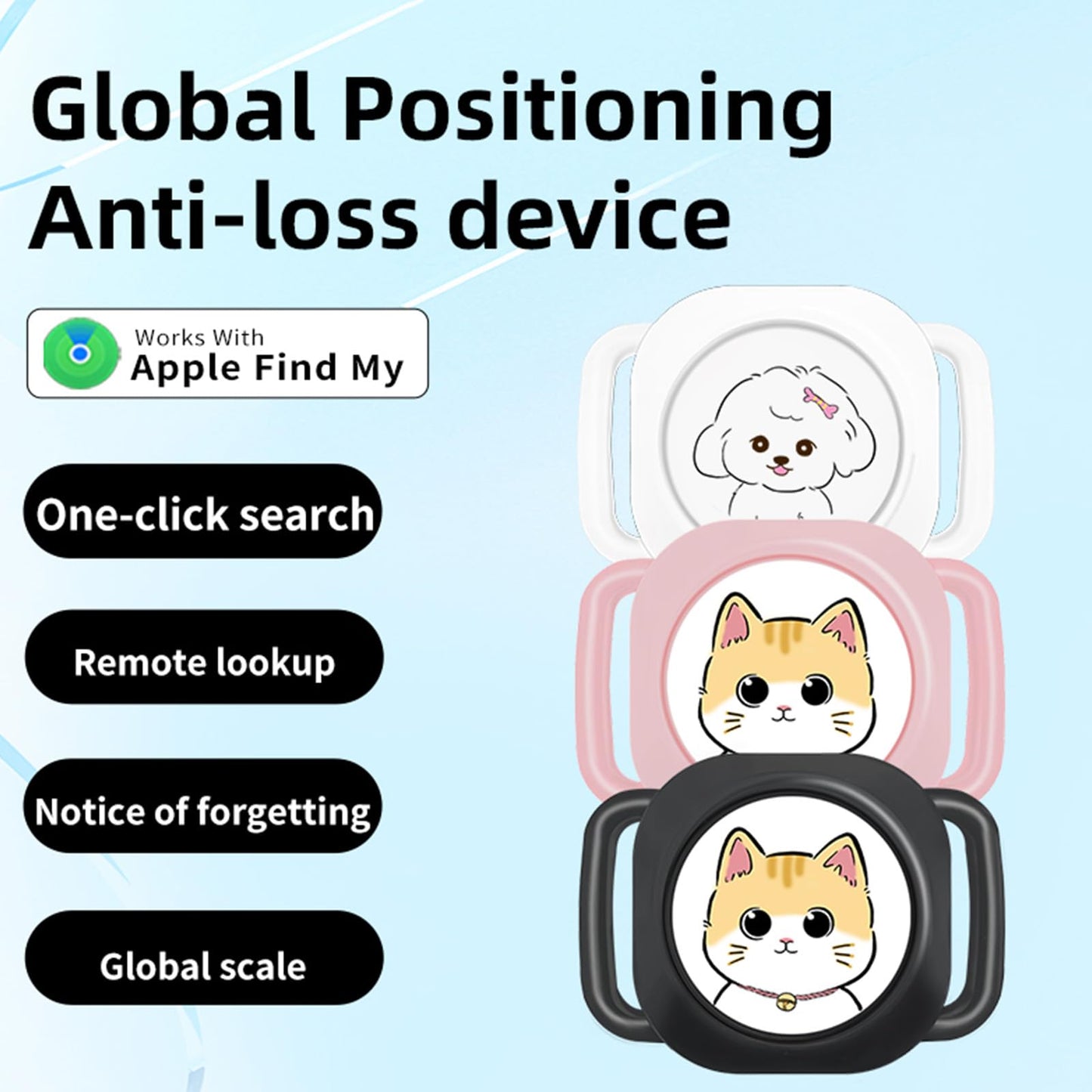 Smart Pet Tracker with Collar Holder – Lightweight 10g Pet Location Tracker for Dogs and Cats, Long Battery Life, No Monthly Fee, Bluetooth & Find My Compatibility, Waterproof, Safe & Durable (Black)