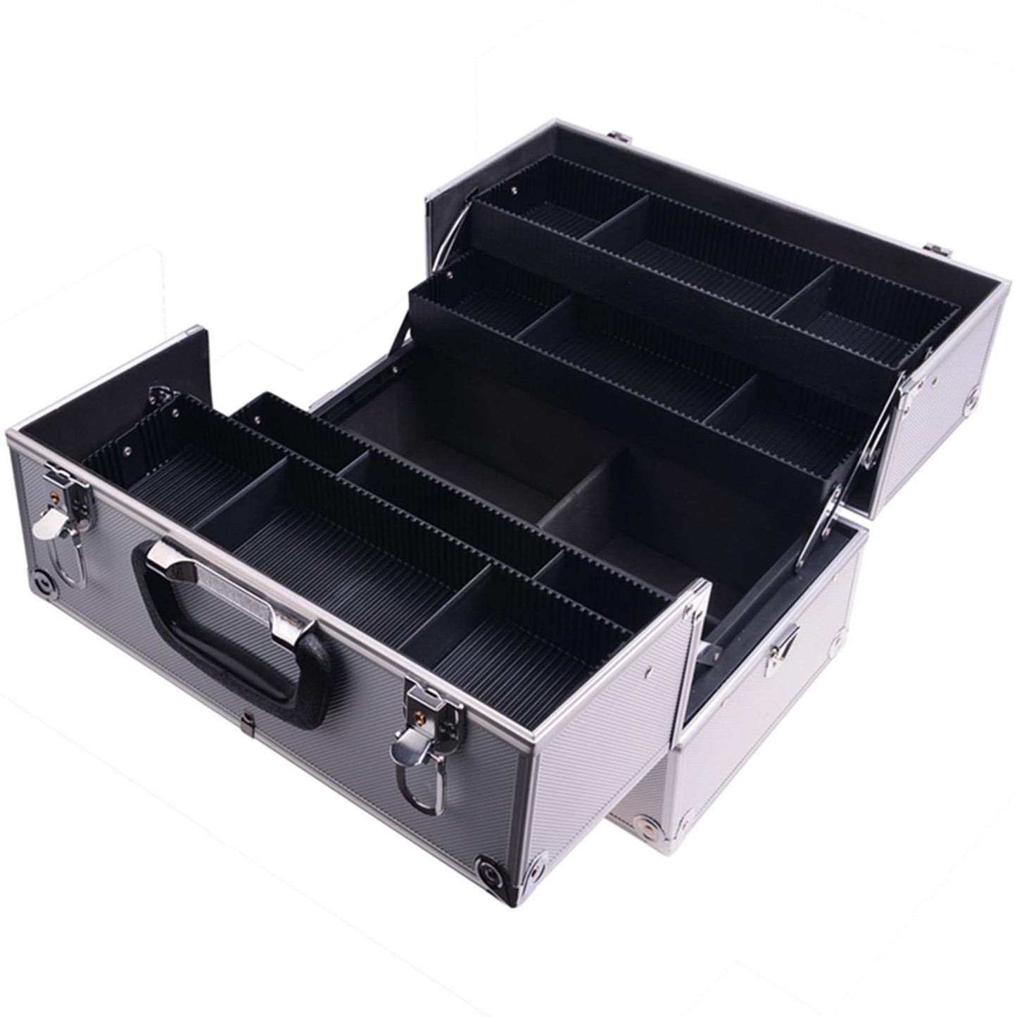 SHANY Essential Pro Makeup Train Case with Shoulder Strap and Locks - Silver