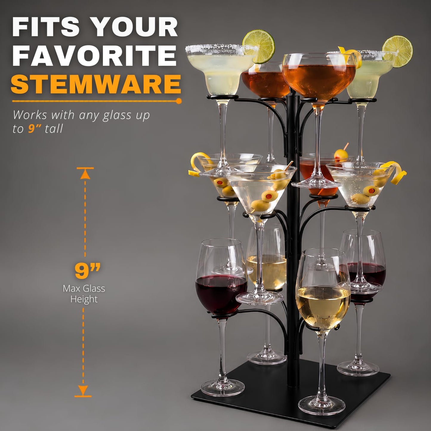 KSESTOR Cocktail Tree Stand - Holds 12 Glasses - Mimosa Bar Display