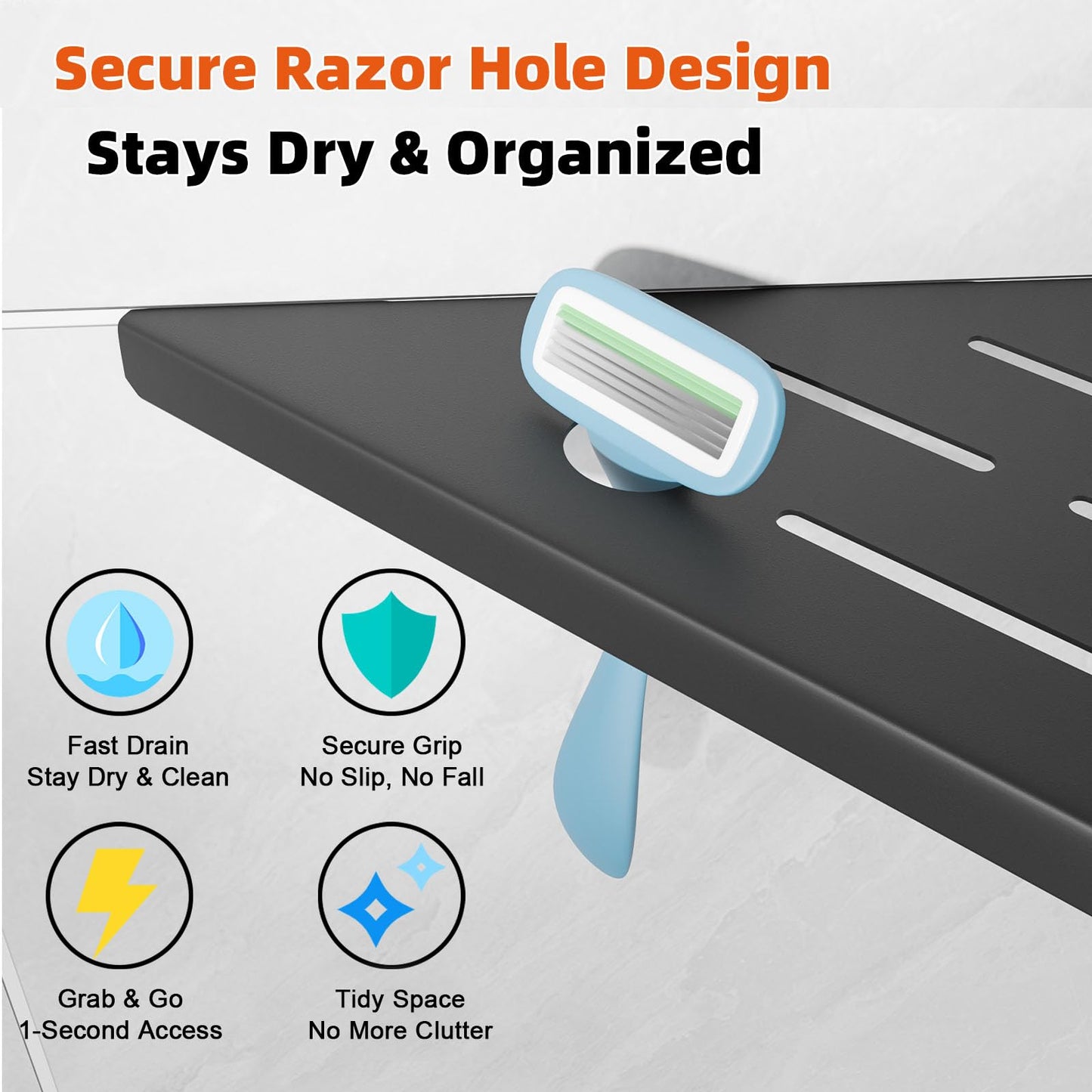 Corner Shower Shelf 2-Pack,10" Shower Organizer Shelves with Razor Holder,Rustproof Stainless Steel Recessed Shower Shelves Corner,No Drilling Bathroom Shower Shelf for Tiled Wall