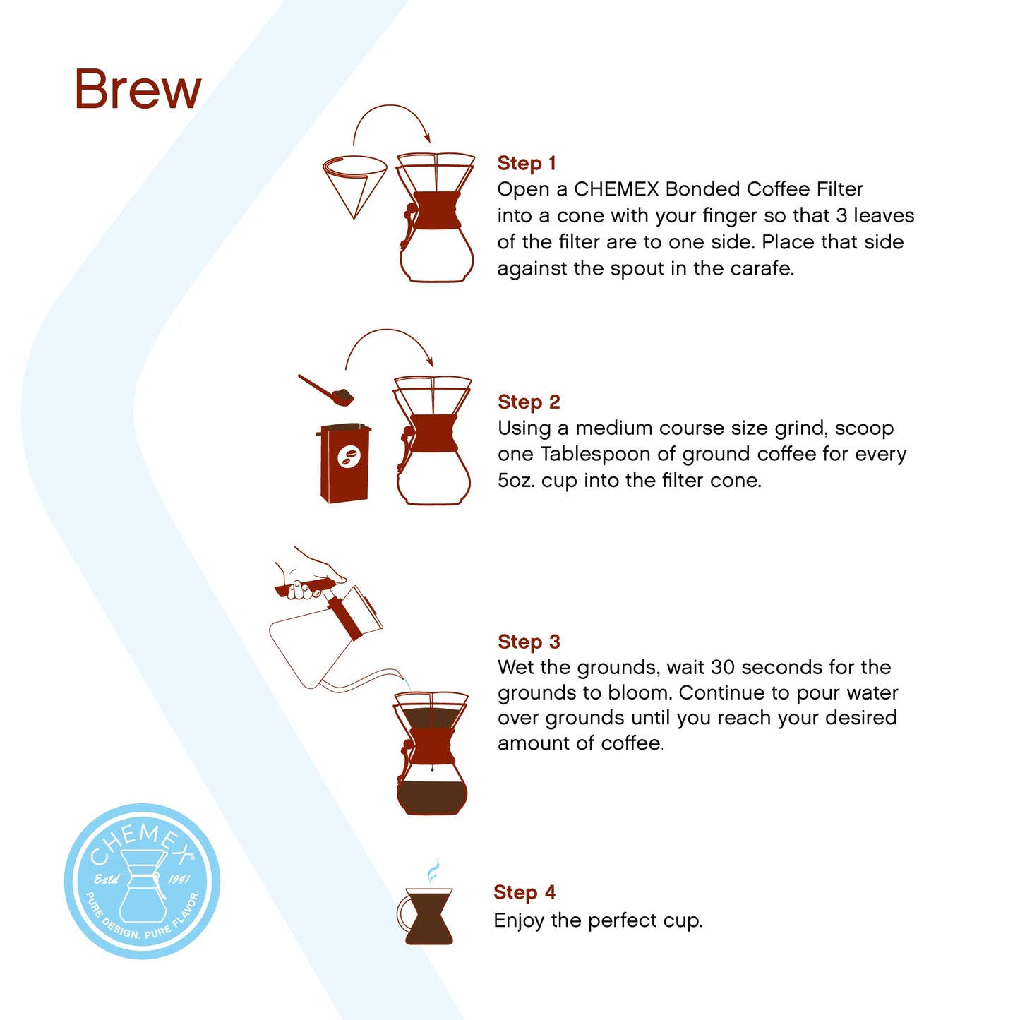 CHEMEX CFCM-6A Classic Series, Pour-Over Glass Coffeemaker, 6-Cup - Exclusive Packaging, Clear