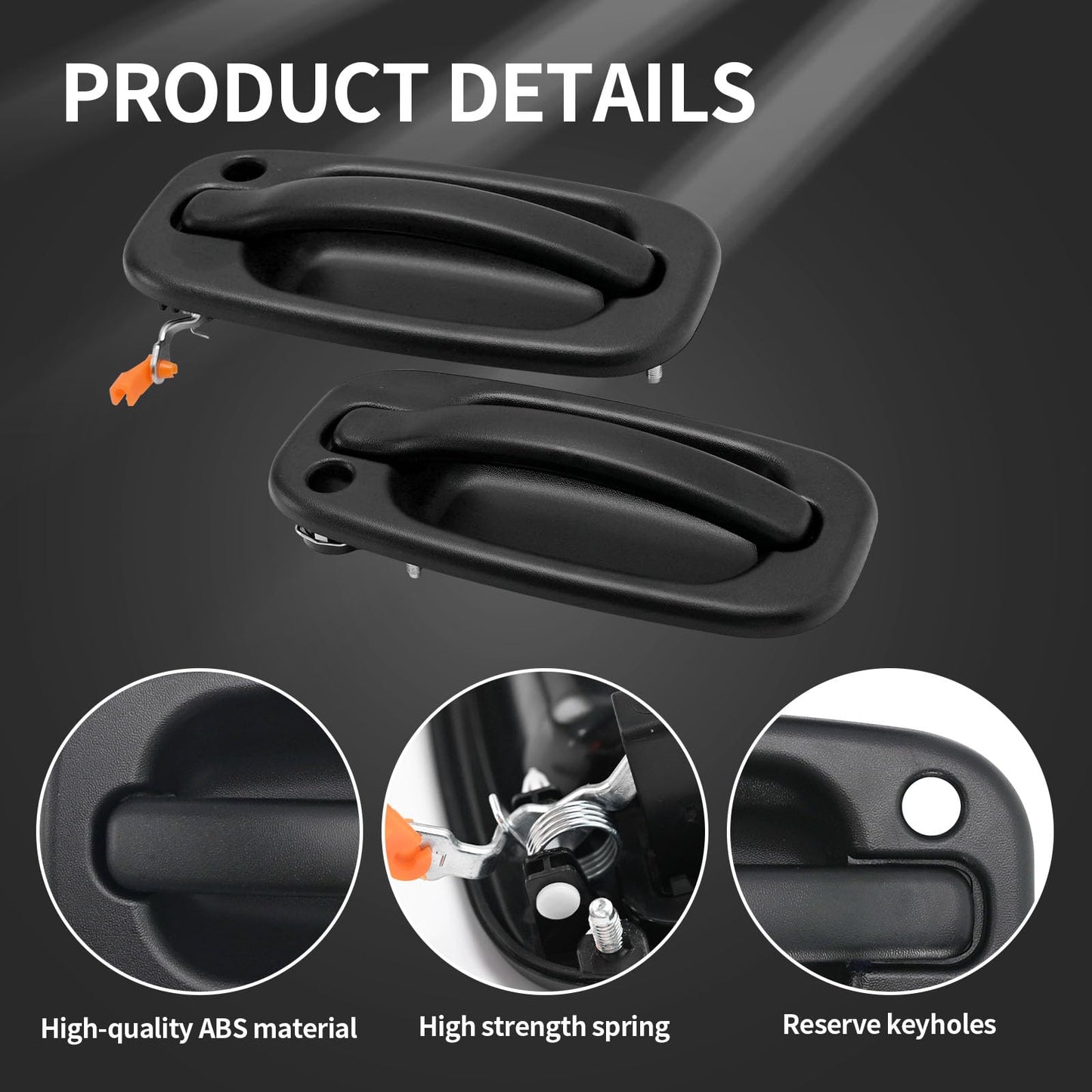 Vkinman 15034985 15034986 Exterior Door Handle and Door Lock Cylinder Kit Replacement for Chevy Silverado Suburban Tahoe, Replacement for GMC Sierra 1999-2006 (Black)