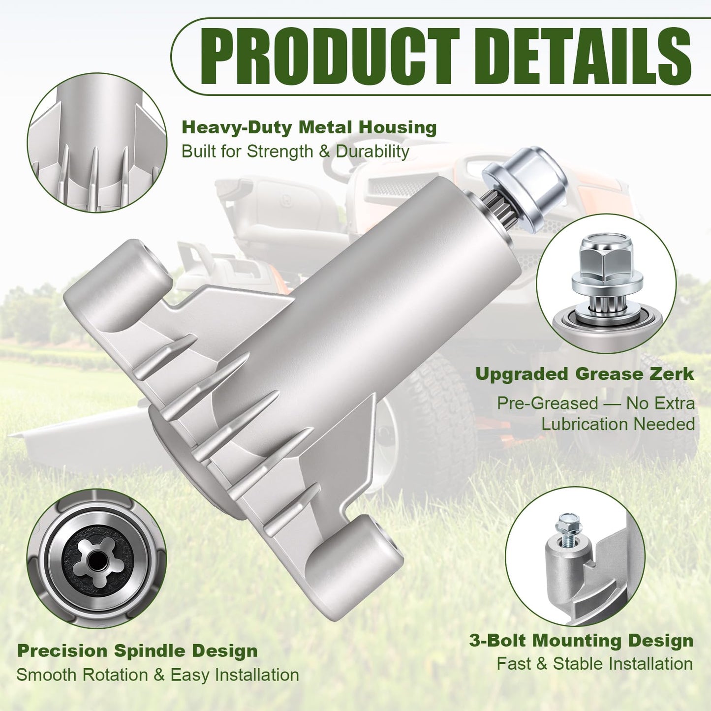Podoy 130794 Spindle Assembly Compatible with Craftsman 42 Inch Deck LT1000 LT2000 DYT4000, Compatible with Husqvarna Poulan Riding Mower, Replacement for 532130794 128774 128285, 2 Pack