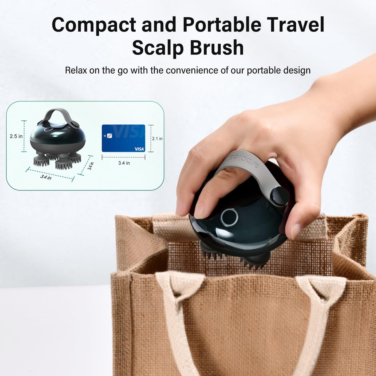 arboleaf Scalp Brush Rechargeable Head Brush Scalp Stress Relax, Waterproof Handheld Hair Scratcher with 8 Removable Claws Cat Scratcher, Gifts for Him Her