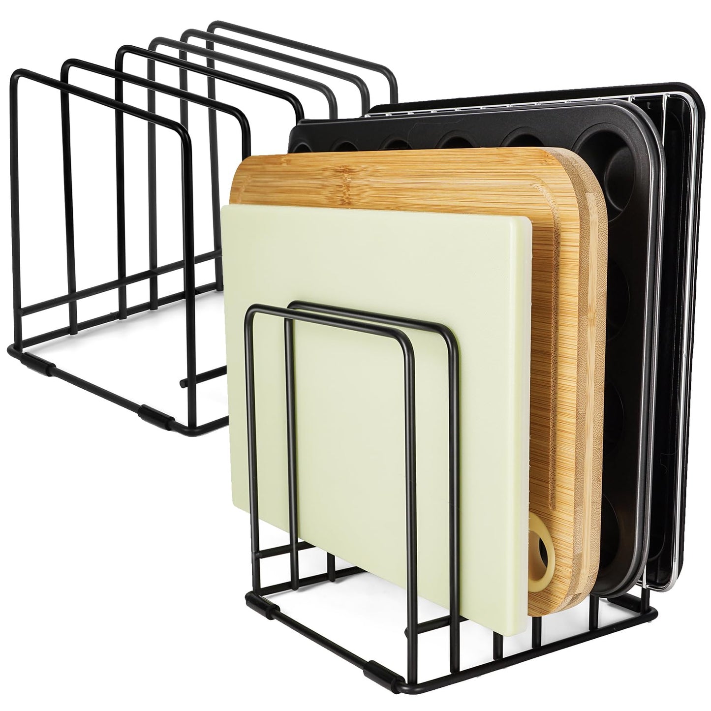 Kitchen Cabinet Cutting Board Organizer, Cookie Sheet Storage Rack,Cabinet Dividers Holder with 5 Slots for Baking Pan Tray Organizer (2 PCS)