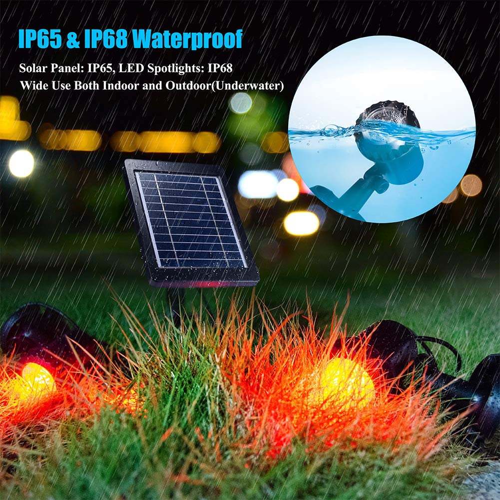 PChero Submersible Solar Pond Light, RGB LED Landscape Spotlights IP68 Underwater Night Lights for Fountain Pool Waterfall Fish Tank Aquarium Garden Outdoor, 3 Led Lamps and Solar Panel Included