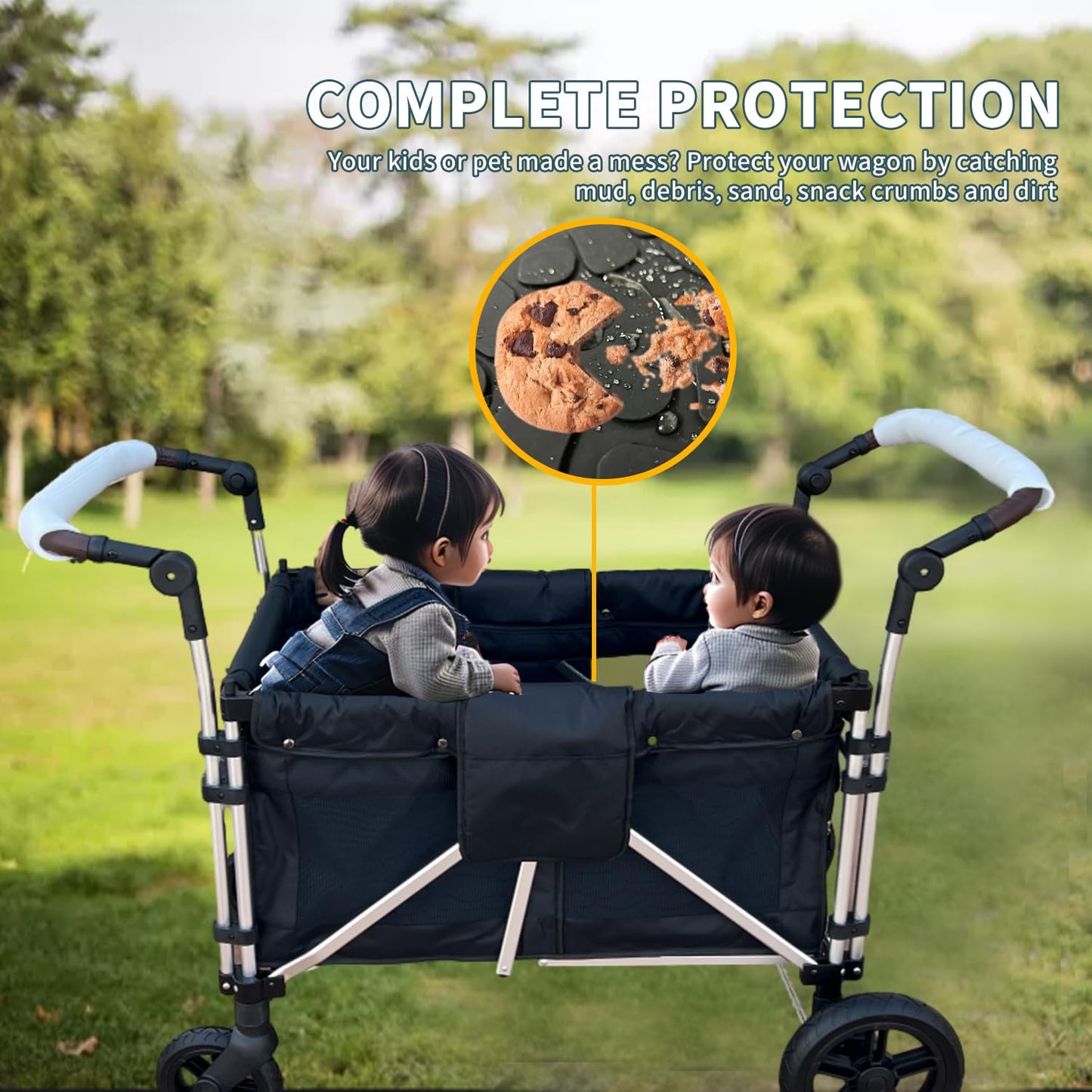 CATECASE All-Weather TPE Mat for Models - Compatible with Wonderfold Stroller Wagons, Protects from Sand, Dirt & Water (W2 - Black)