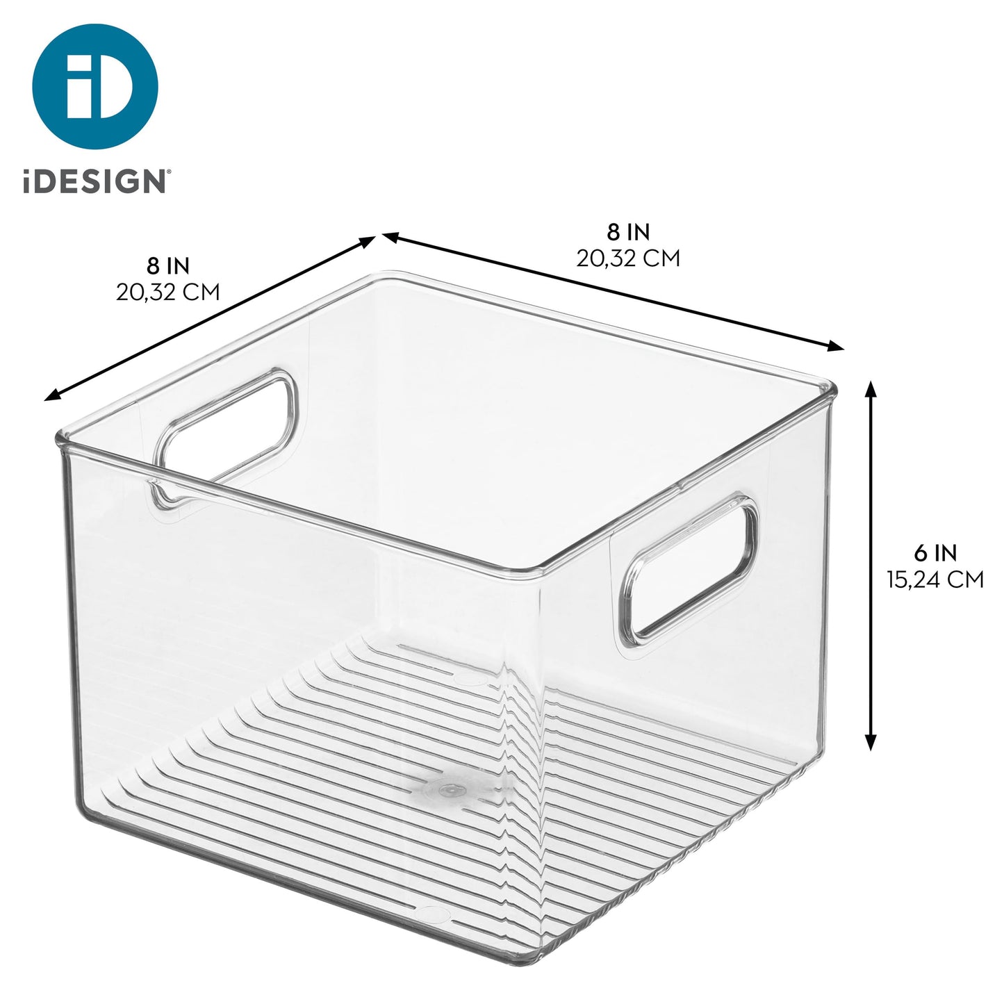 iDesign Plastic Fridge and Pantry Storage Bins, Organizer Container for Kitchen, Bathroom, Office, Craft Room, BPA-Free, 8" x 8" x 6", Set of 4, Clear
