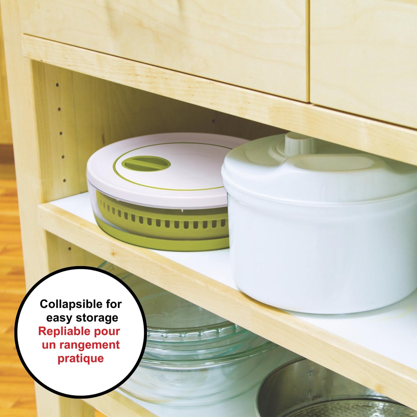 Starfrit Collapsible Salad Spinner - 4L Capacity - Compact Storage - Basket Doubles as Colander - Bowl Can Be Used for Serving