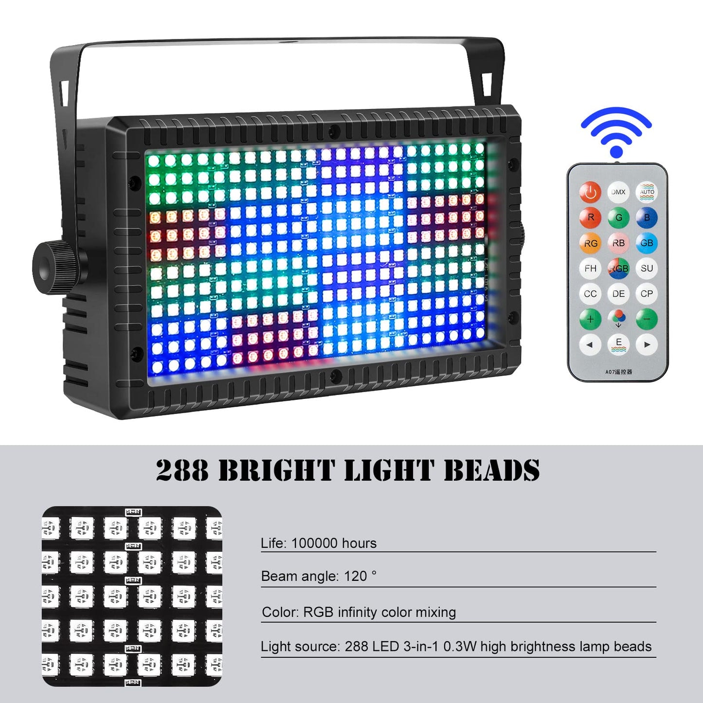 ZKYMZL Strobe Light 288pcs RGB 3-in-1 LED Stage Lights DJ Lights DMX Lighting with Remote Control & Sound Activated for Event Concert Party Church Wedding Club... (1 pack)