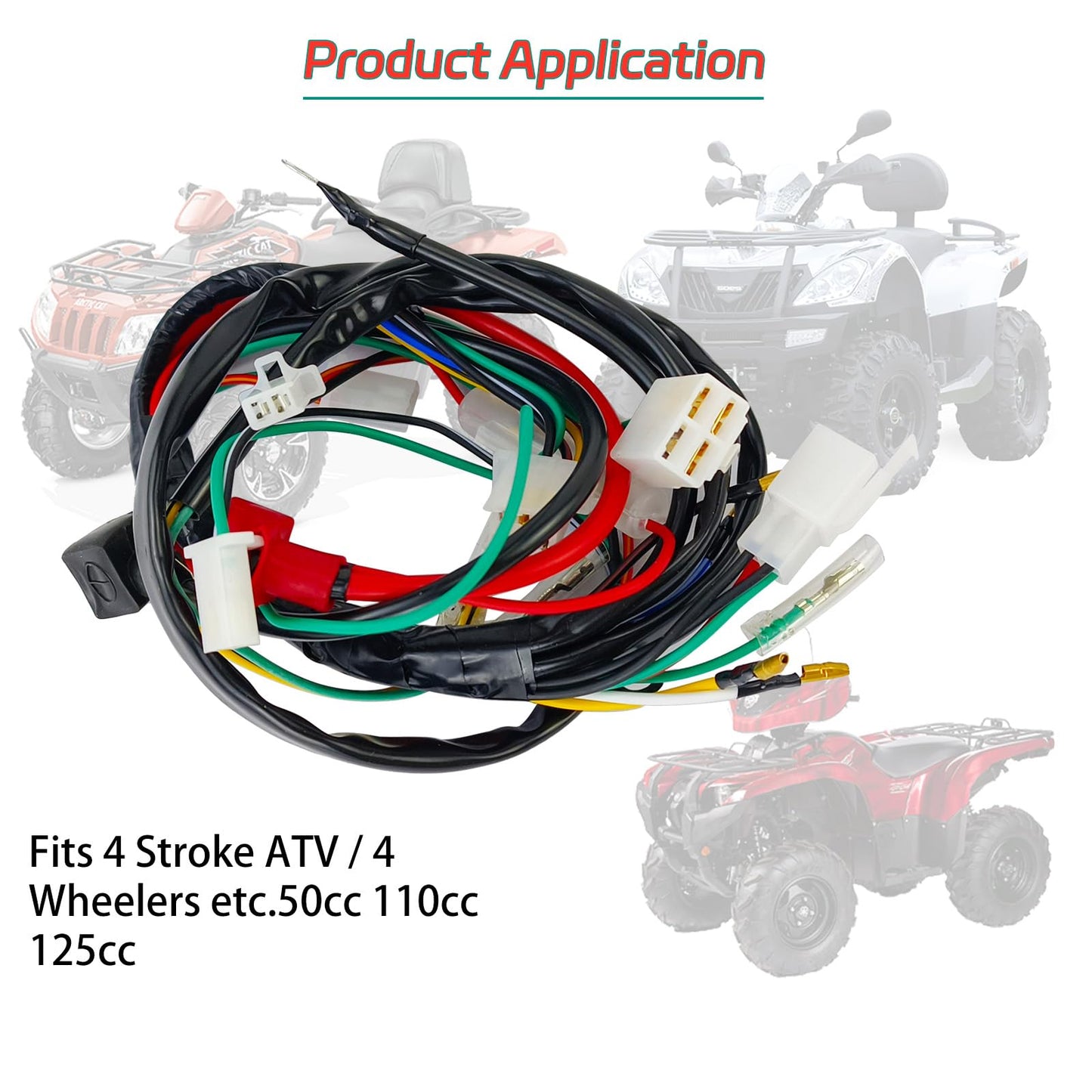 Electric Wiring Harness Kit with CDI Ignition Coil - Compatible with 4-Stroke ATVs (50cc, 110cc, 125cc)