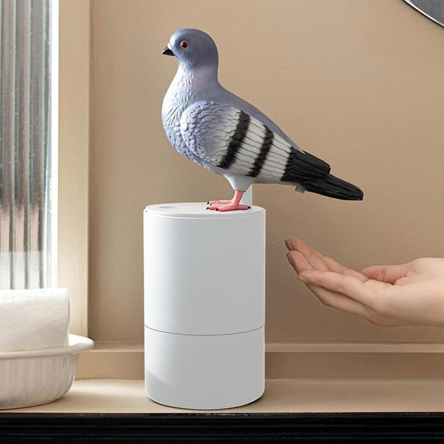 Automatic Foam Soap Dispenser, Pigeon Touchless Foaming Hand Soap Dispenser Automatic Induction Refillable Bird Shaped for Kitchen Bathroom Restaurant Office