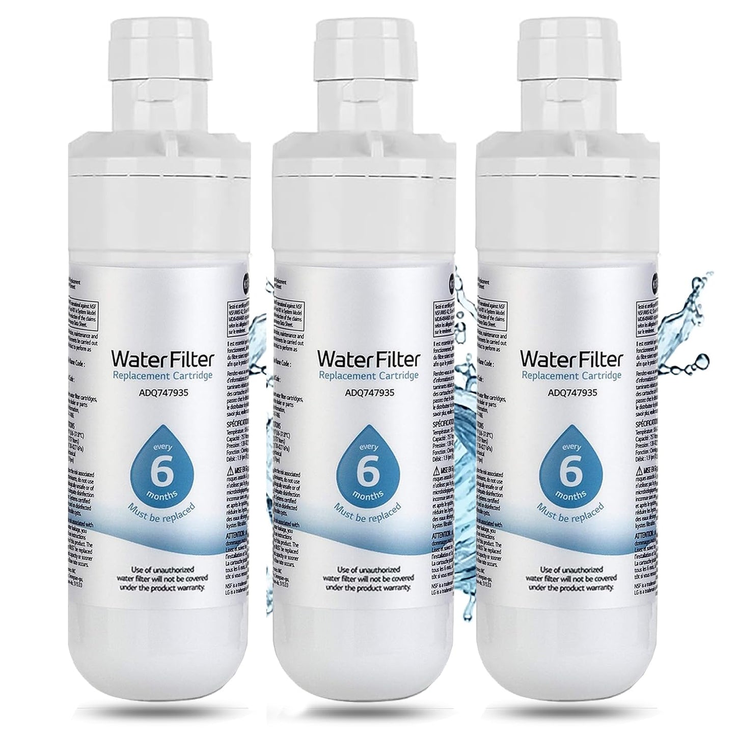3-Pack Refrigerator Water Filter Replacement, LT1000P, 6-Month/200-Gallon Capacity